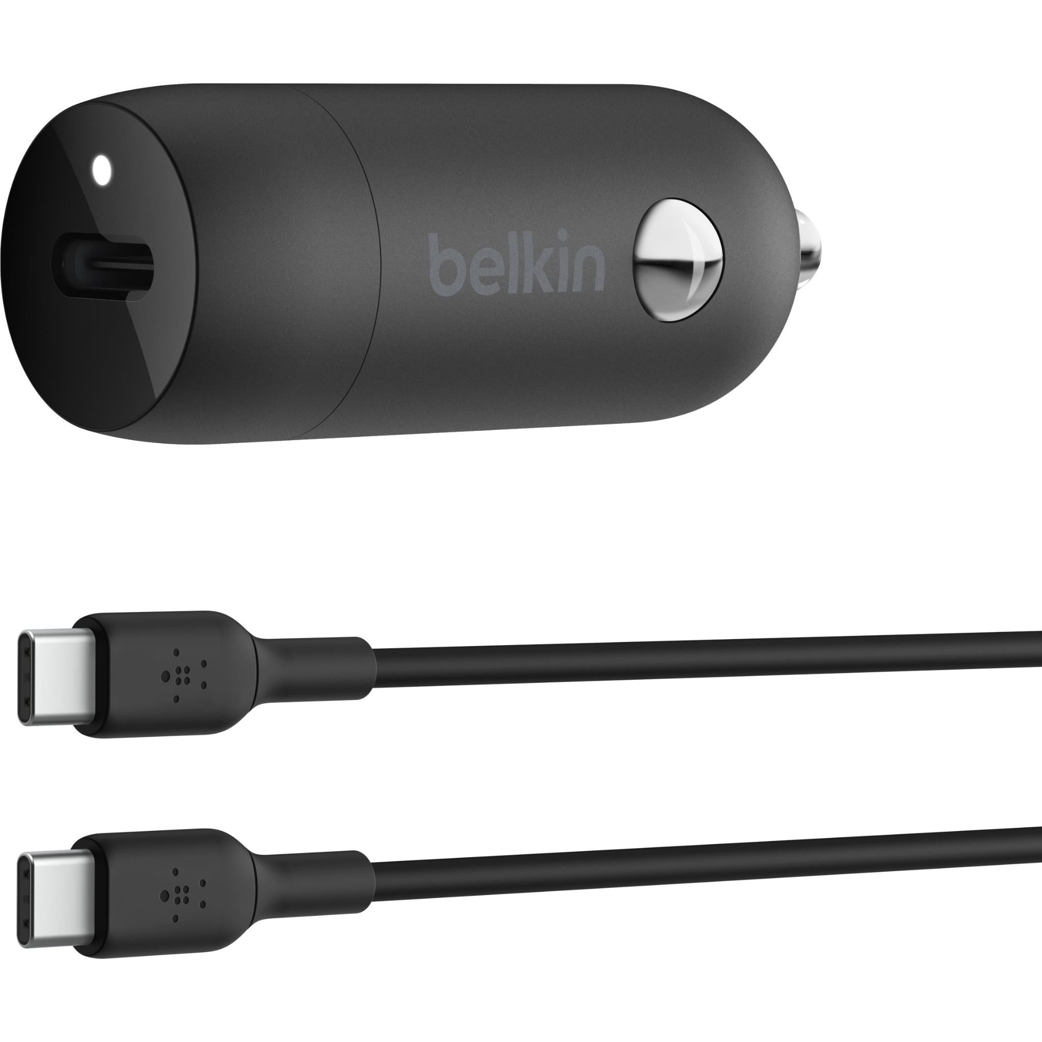 Belkin Boostcharge 30W USB-C PD Car Charger with USB-C to USB-C Cable