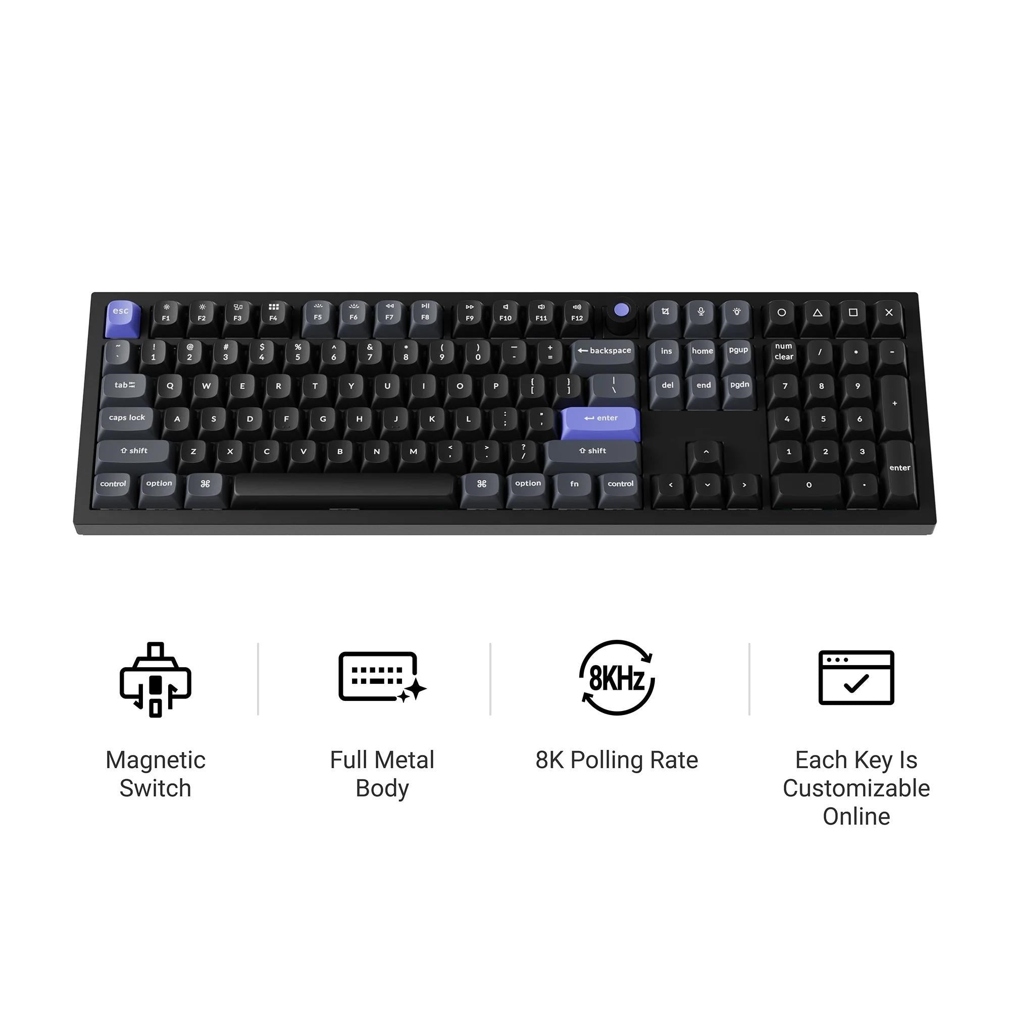 Keychron Q6 HE 8K TMR Aluminium Wired Magnetic Gaming Keyboard (White)