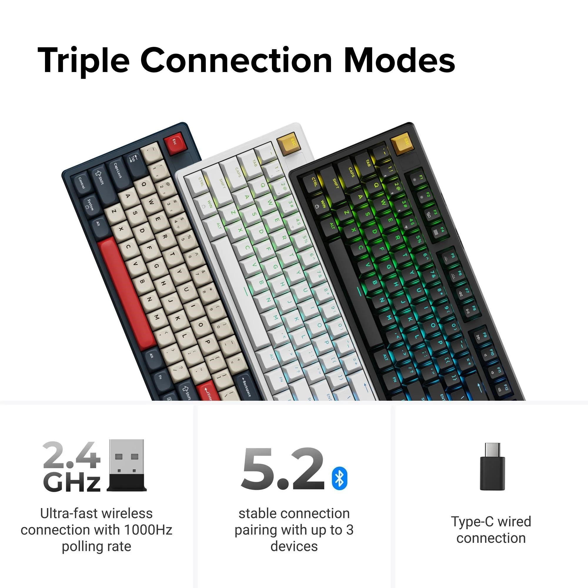 Keychron J4 QMK Hot-Swap Wireless Mechanical Keyboard - Dark Blue (Red Switch)