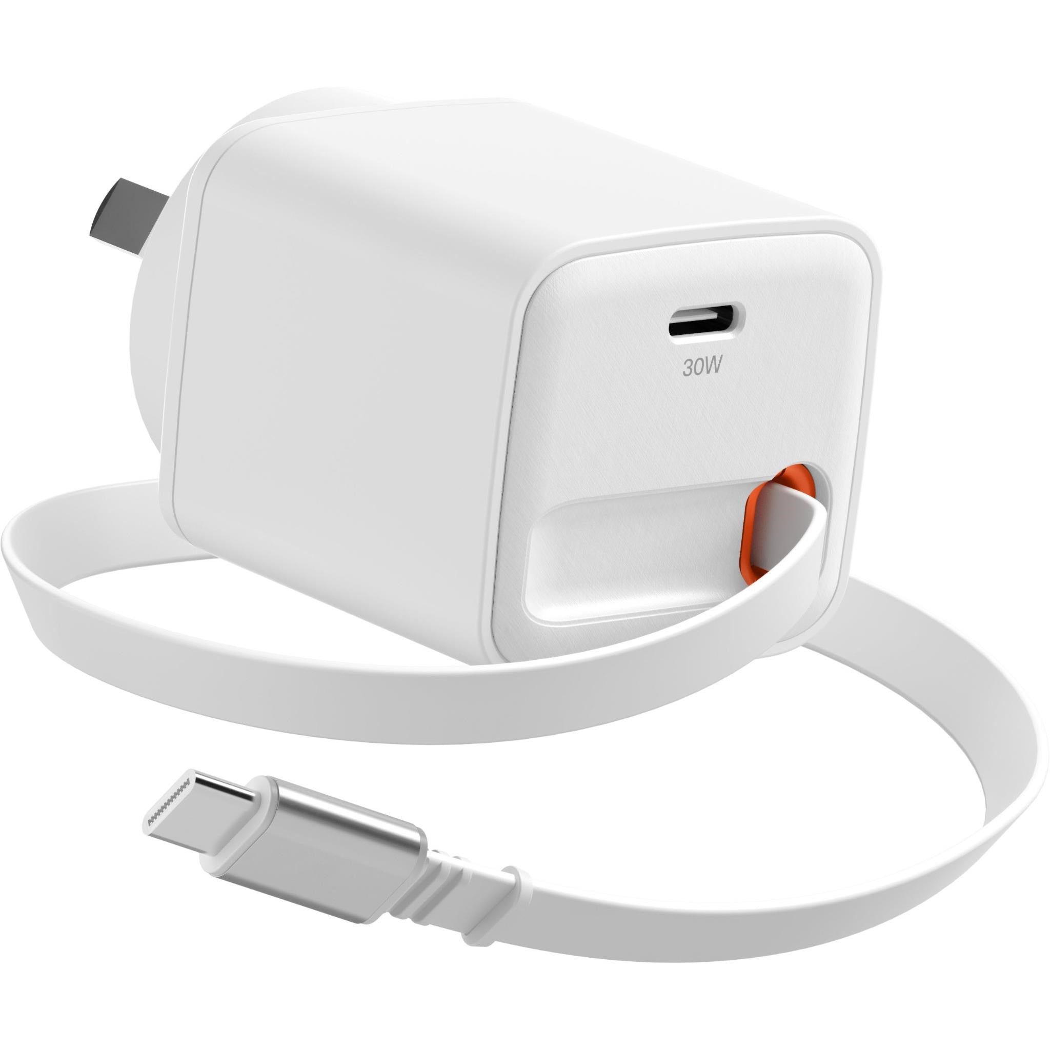 Cygnett PowerPlus 30W Wall Charger with 80cm Retractable USB-C Cable