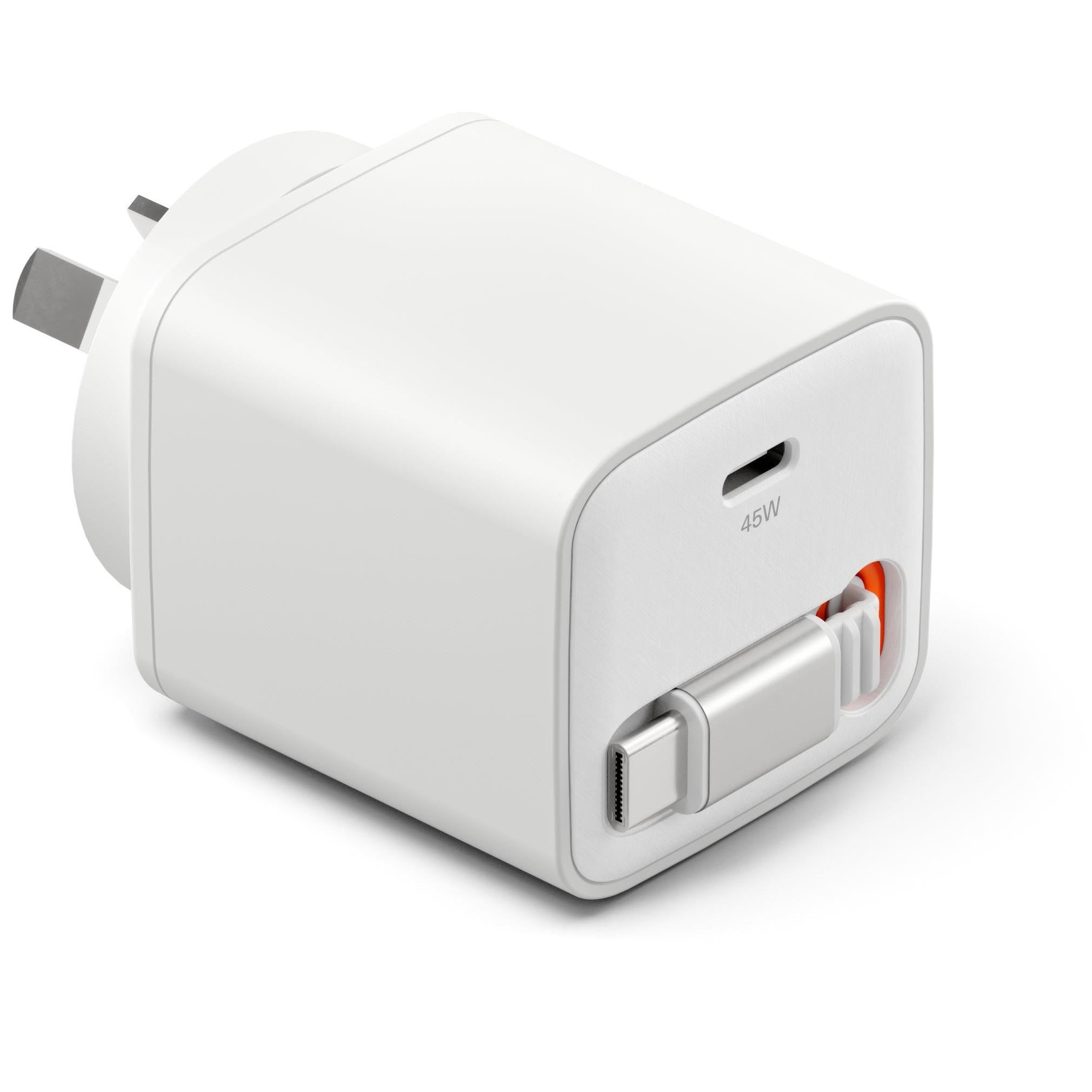 Cygnett PowerPlus 45W Wall Charger with 80cm Retractable USB-C Cable