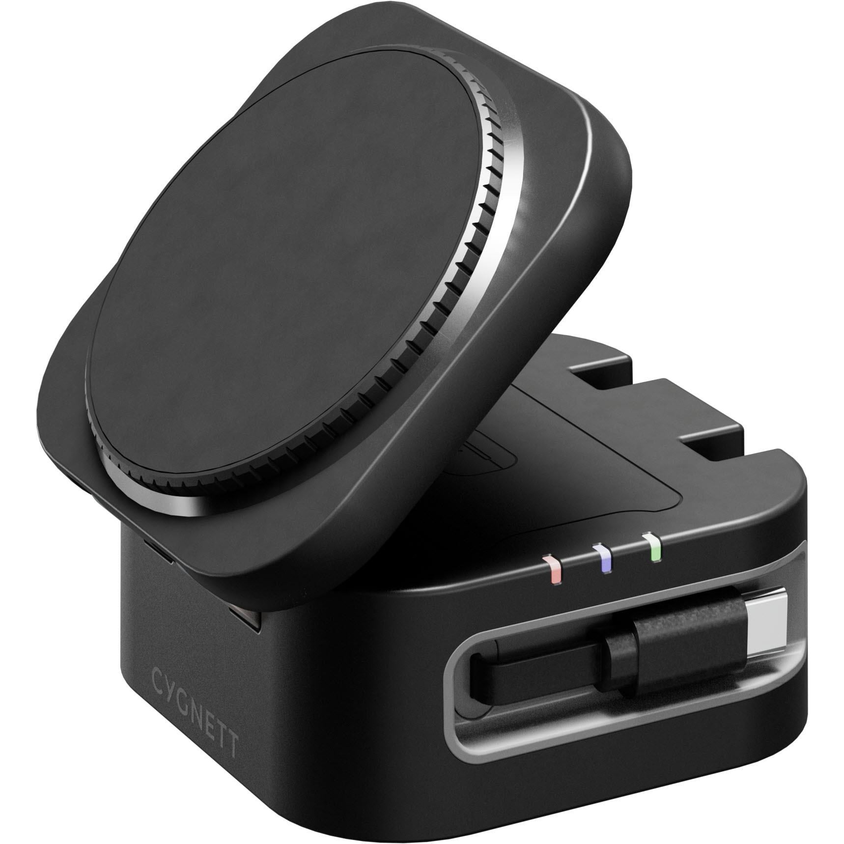 Cygnett ChargeBase Wireless 3-in-1 Charger with Retractable USB-C Cable (Black)