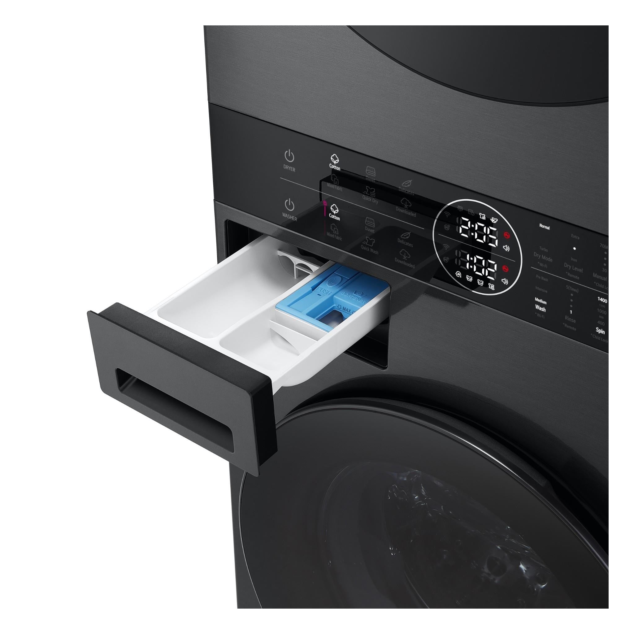 LG WWT-1210BX WashTower™ 12/10kg Compact All-In-One Stacked Washer Dryer (Black)