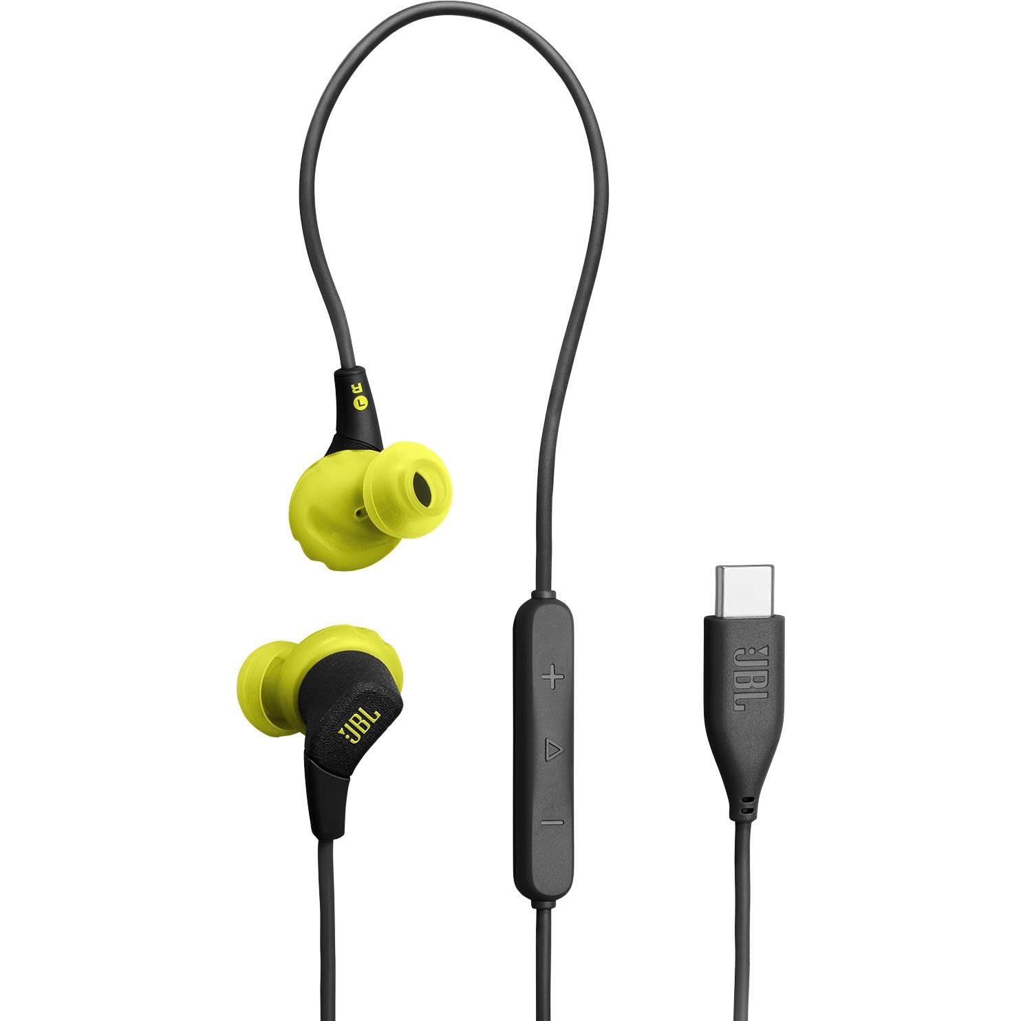JBL Endurance Run 3 Waterproof Wired USB-C In-Ear Headphones (Black/Lime)