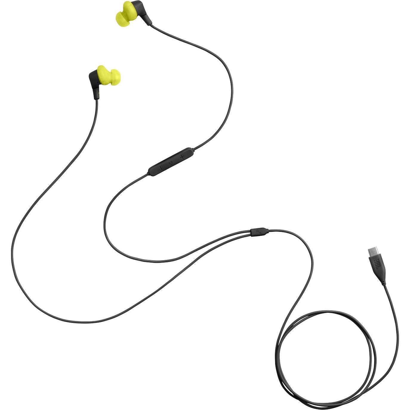 JBL Endurance Run 3 Waterproof Wired USB-C In-Ear Headphones (Black/Lime)