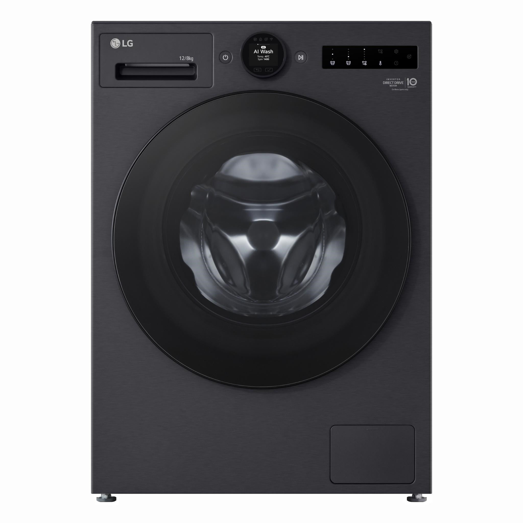 LG WXC101412MB 12kg/8kg 10 Series AI Front Load Washer Dryer Combo (Matte Black)
