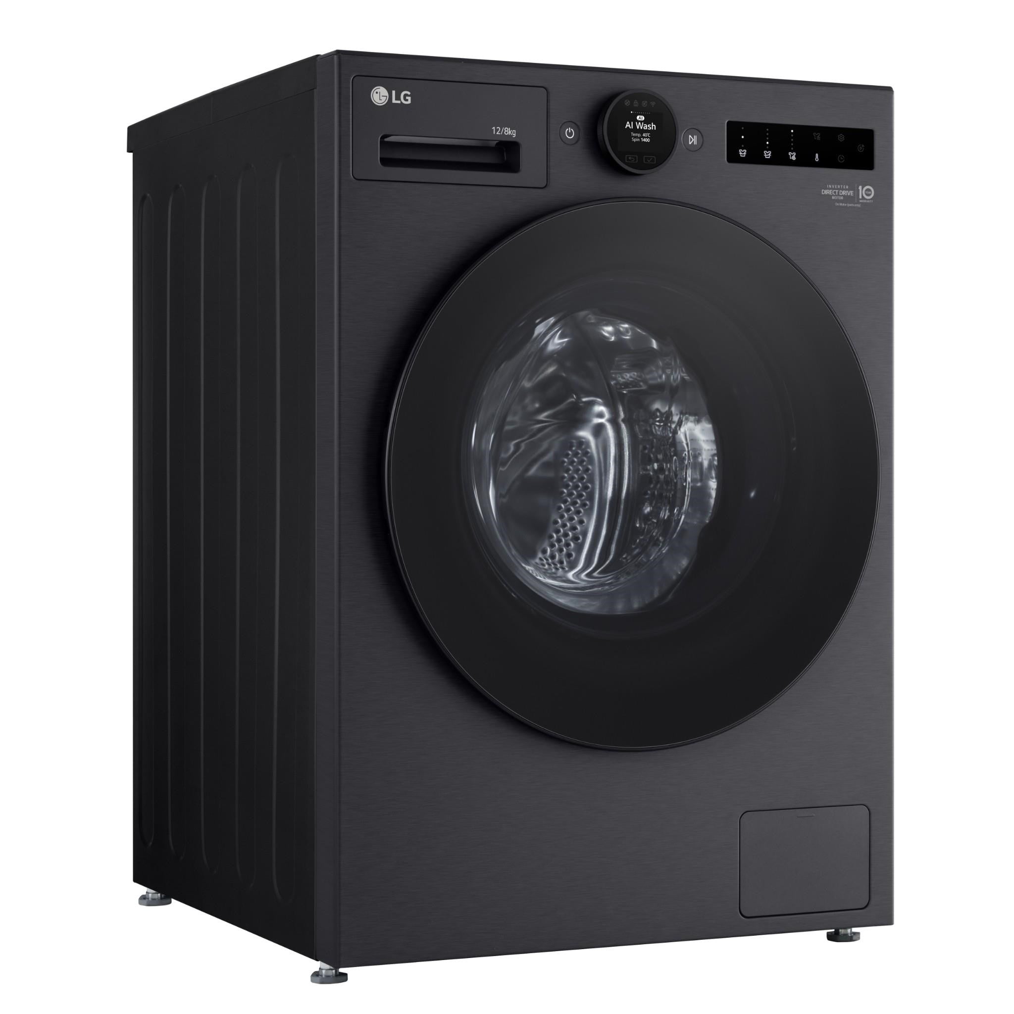 LG WXC101412MB 12kg/8kg 10 Series AI Front Load Washer Dryer Combo (Matte Black)