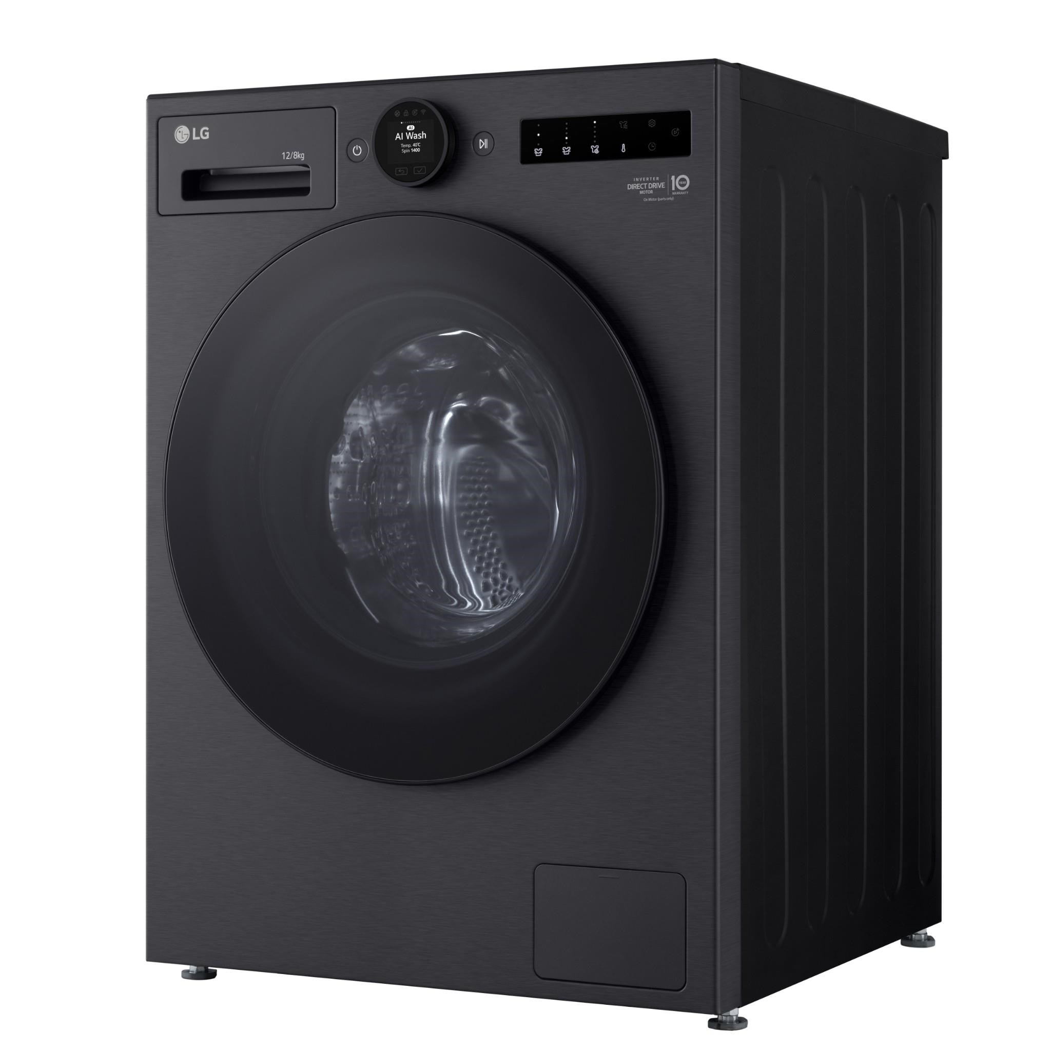 LG WXC101412MB 12kg/8kg 10 Series AI Front Load Washer Dryer Combo (Matte Black)