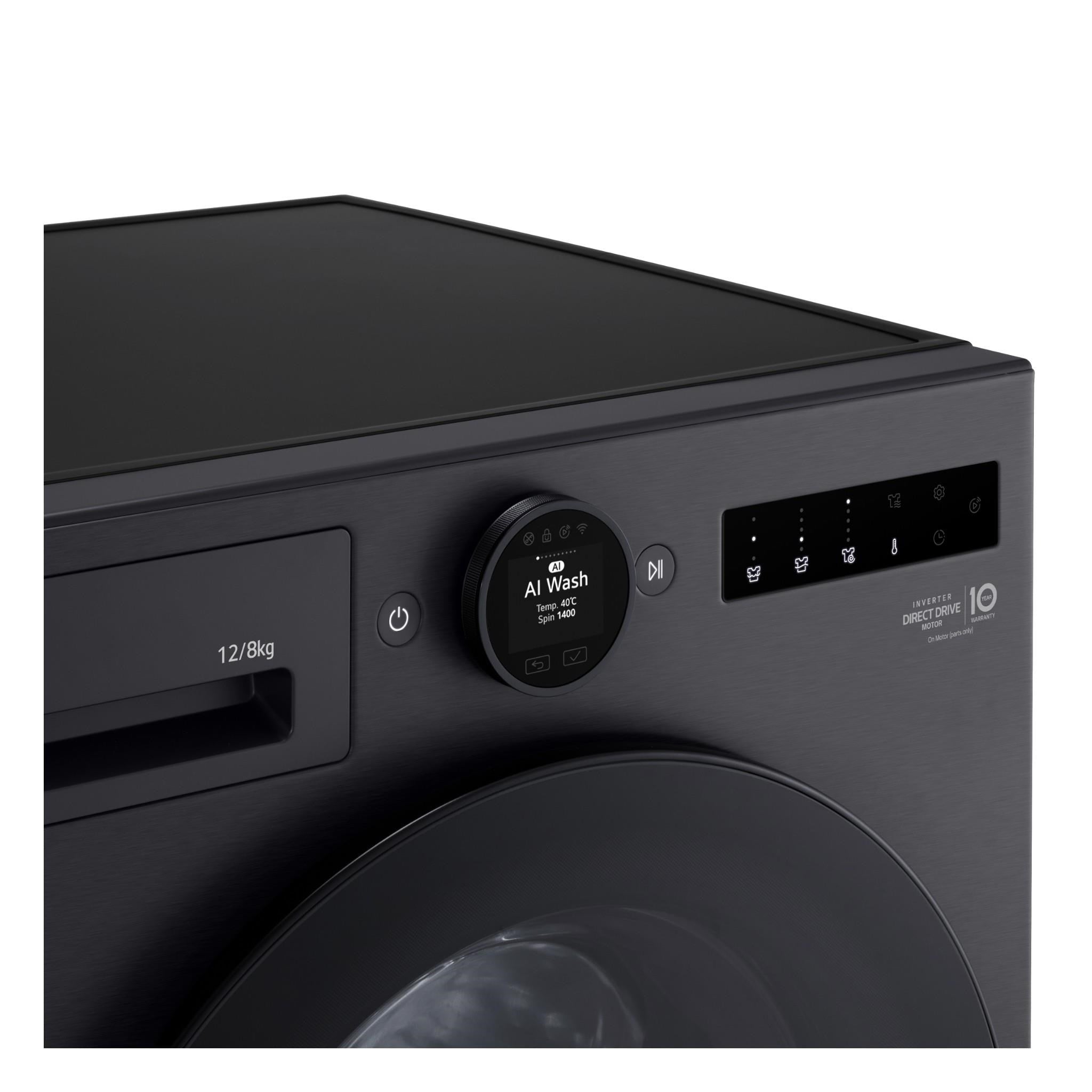 LG WXC101412MB 12kg/8kg 10 Series AI Front Load Washer Dryer Combo (Matte Black)