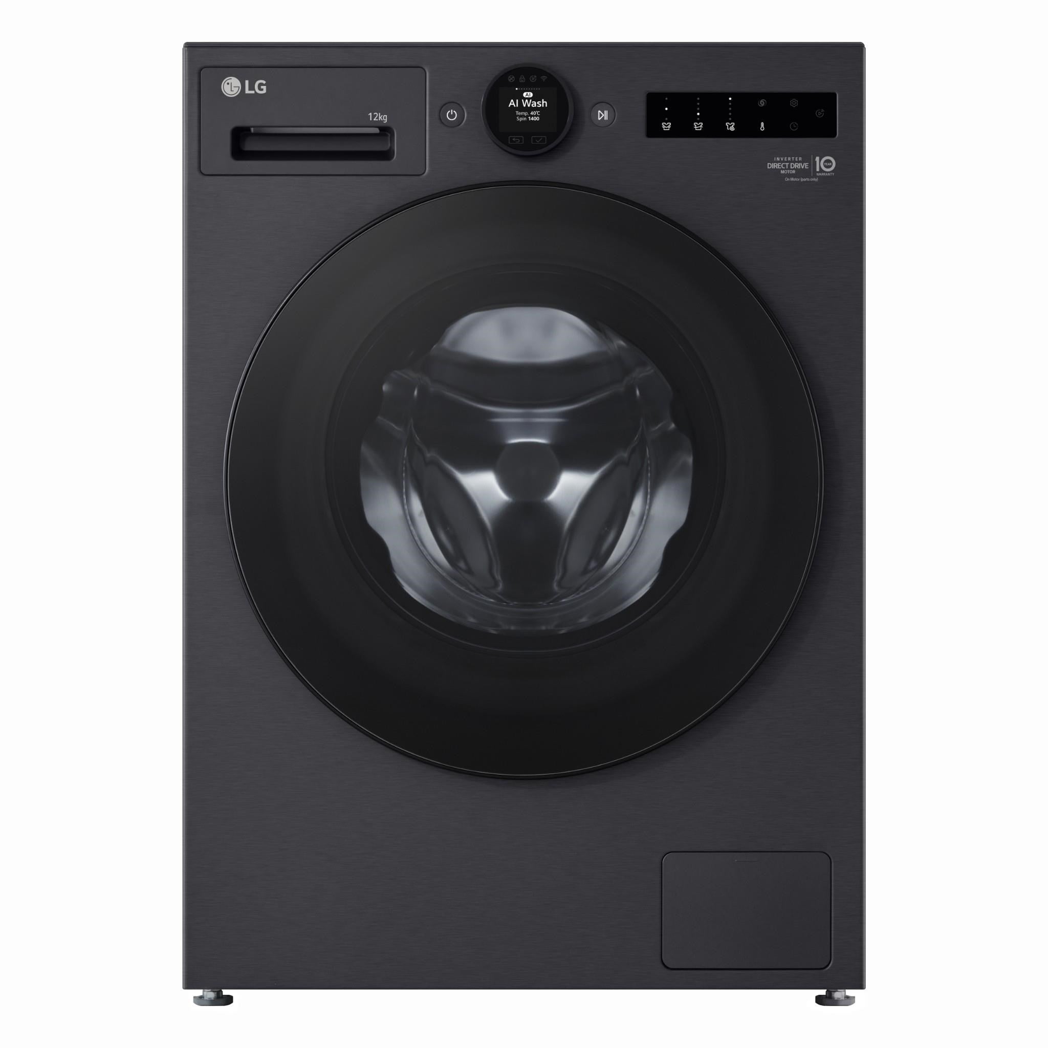 LG WX10-1412MB Series 10 12kg AI Front Load Washer (Matte Black)