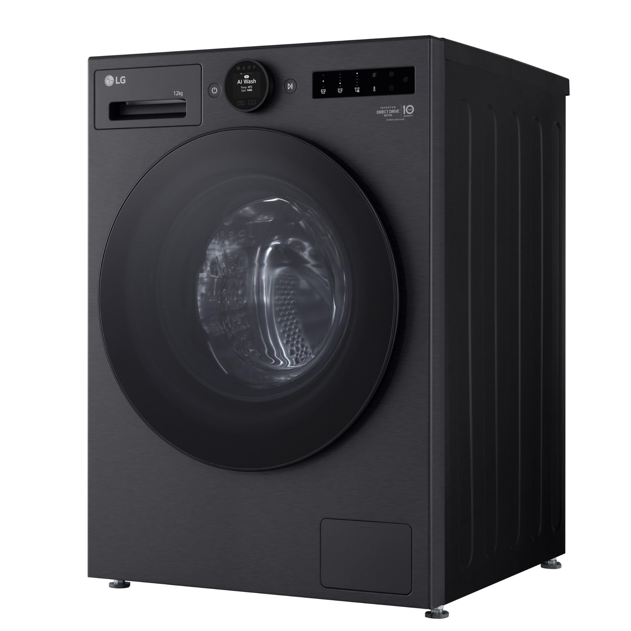 LG WX10-1412MB Series 10 12kg AI Front Load Washer (Matte Black)