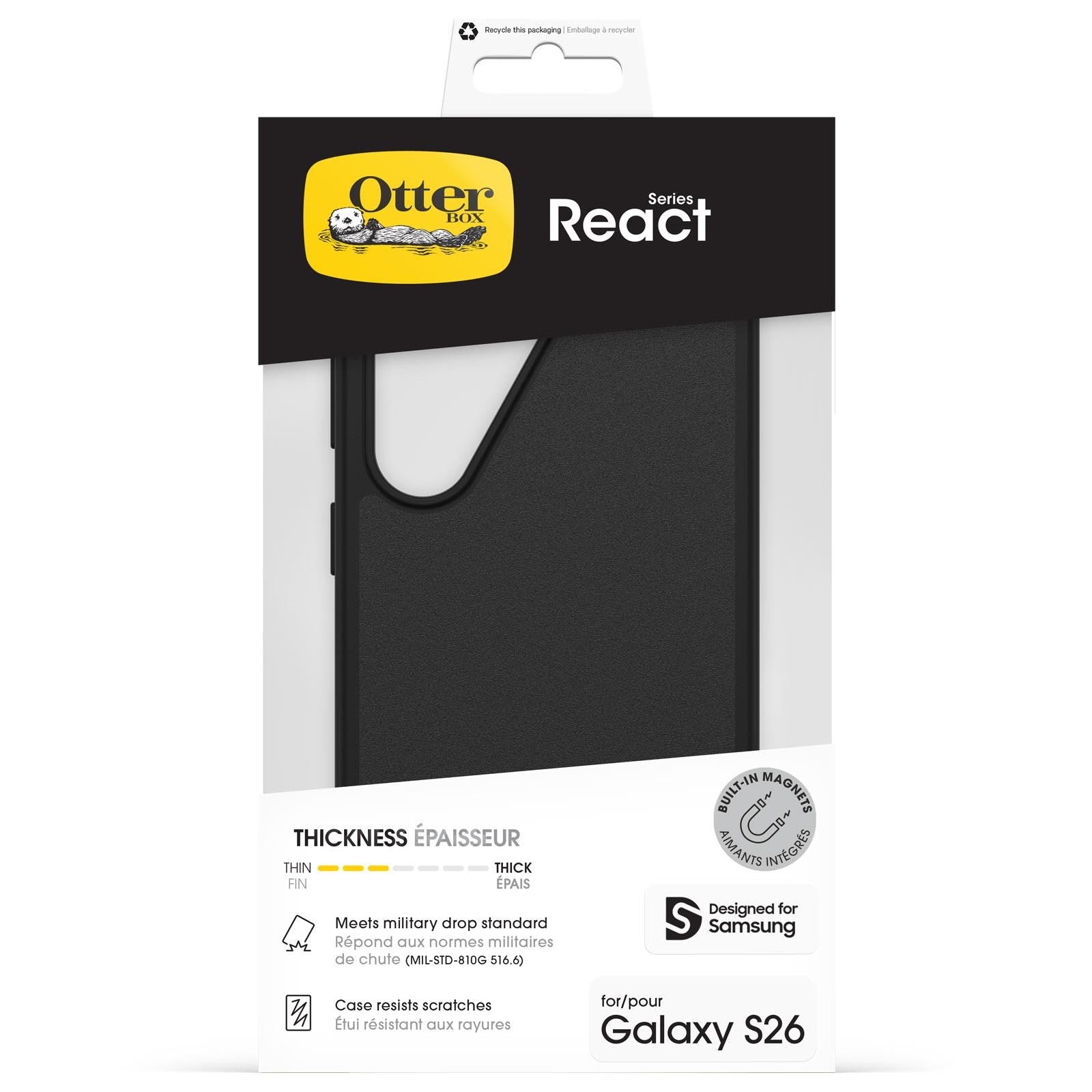 OtterBox React Magnet Case for Galaxy S26 (Black)
