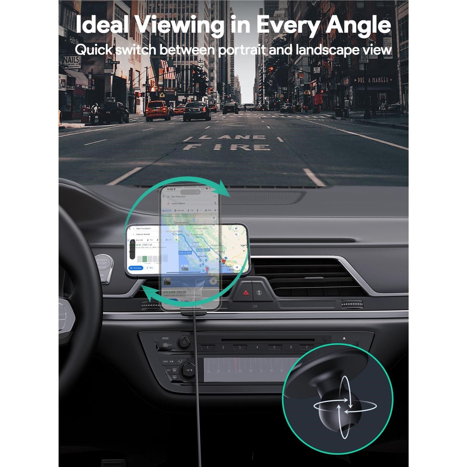 Aukey MagFusion Dash Pro Qi2 Fast Wireless Charging Phone Mount with Active Cooling