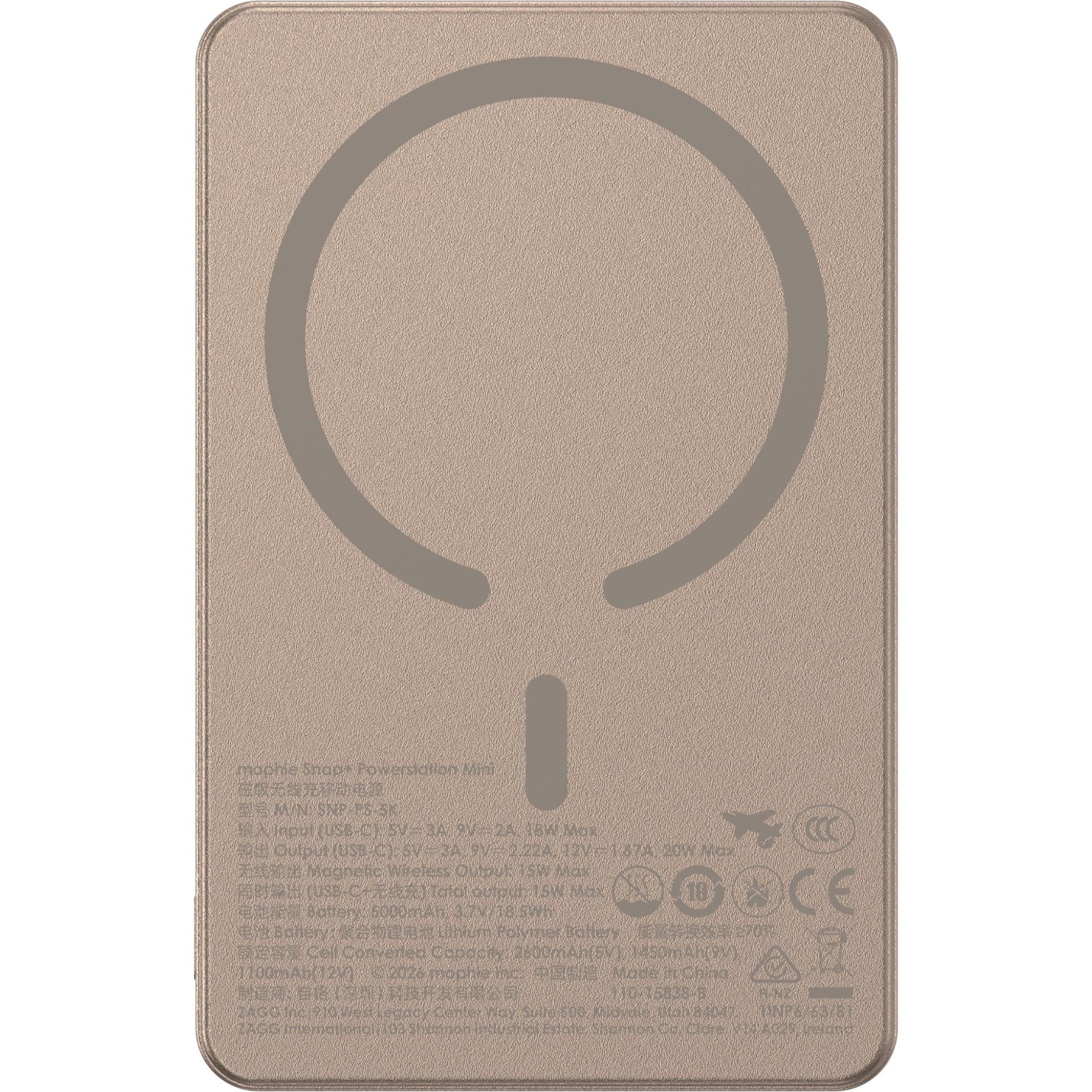 mophie Snap+ Powerstation Mini 5K Magnetic Power Bank (Desert Titanium)