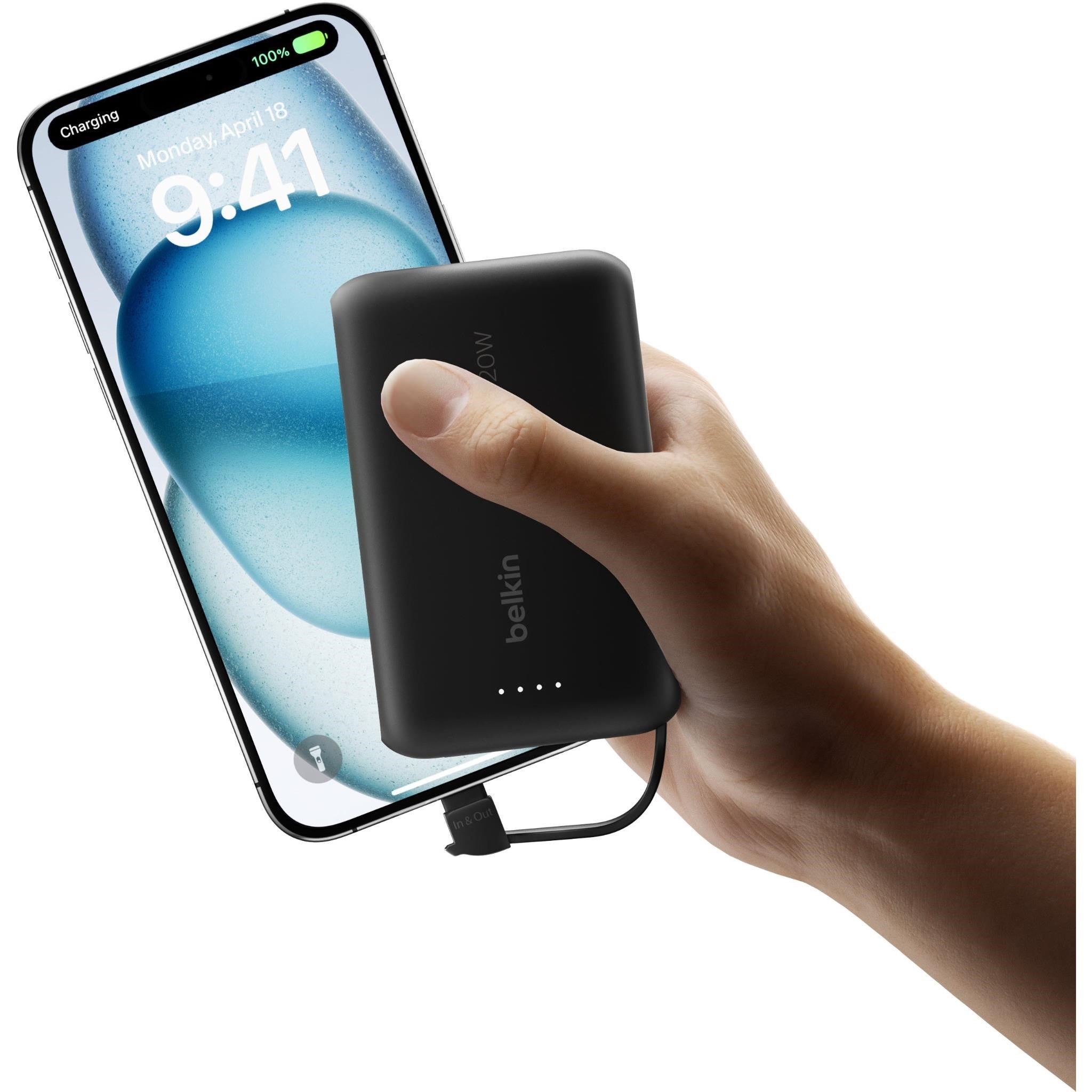 Belkin BoostCharge 10K Power Bank with integrated Cable (Black)