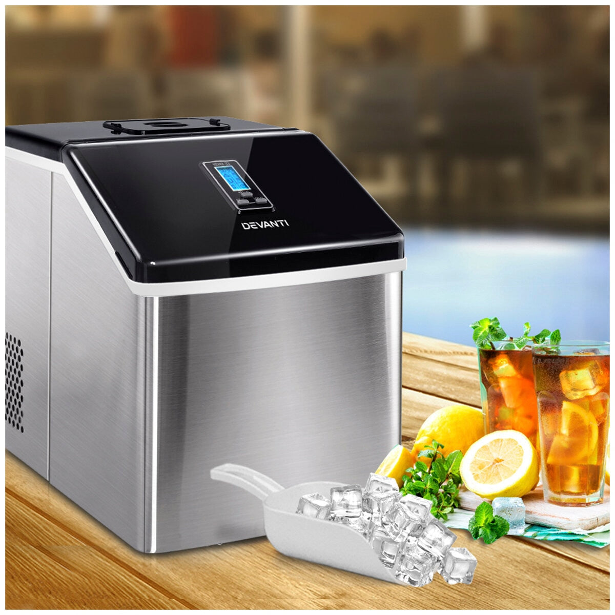 Devanti Portable Ice Cube Maker 3.2L Stainless Steel