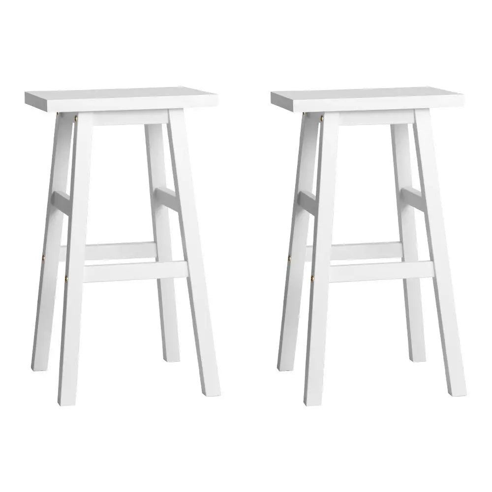 Artiss Bar Stools Kitchen Counter Stools Wooden Chairs White x2