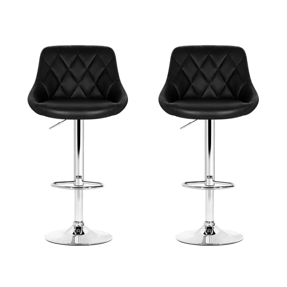 Artiss 2x Bar Stools Leather Padded Gas Lift Stool Black