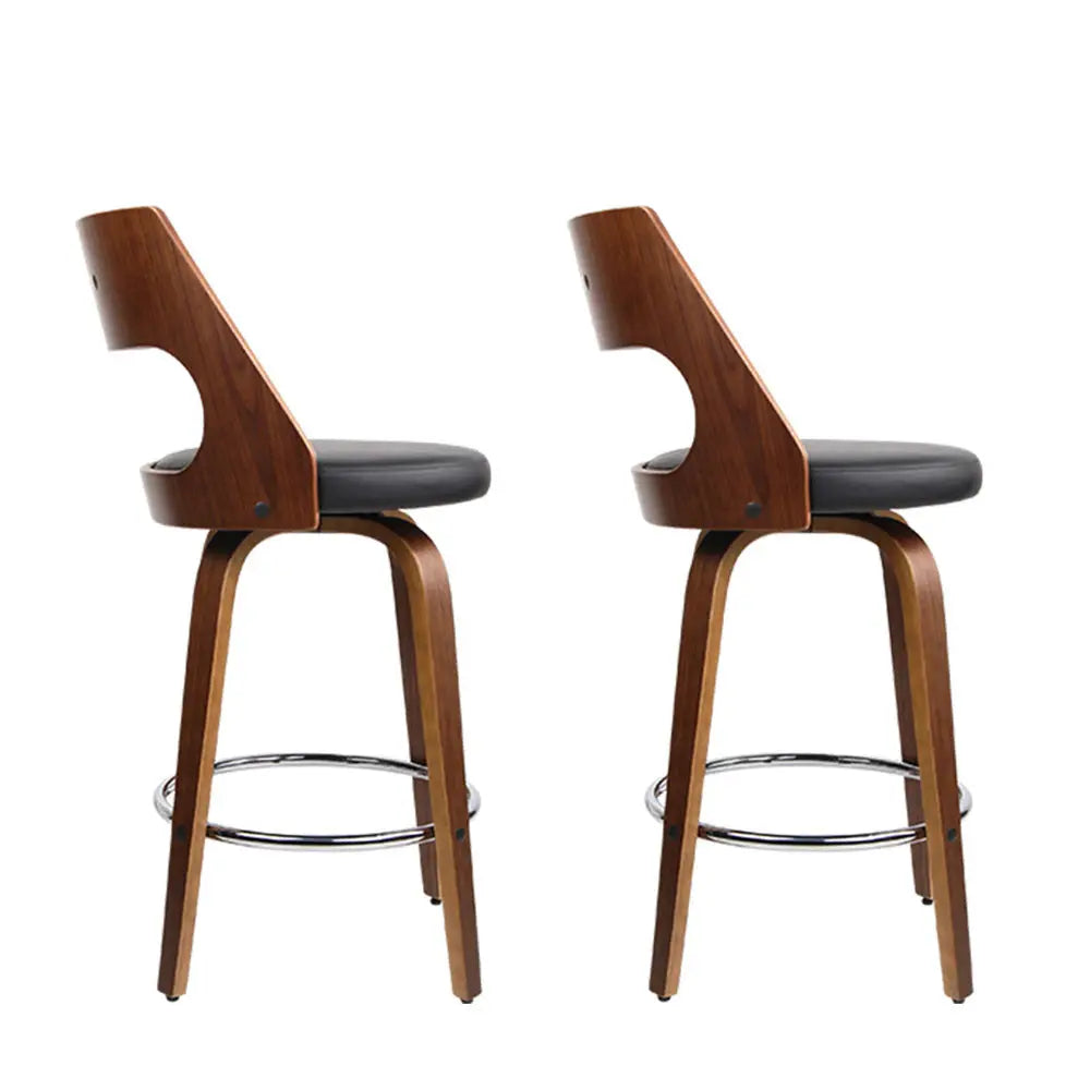 Artiss 2x Bar Stools Swivel Leather Chair 76cm