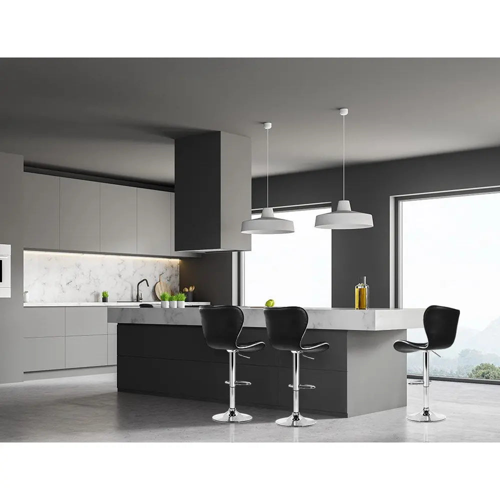 Artiss 4x Bar Stools Gas Lift Leather Seat Black