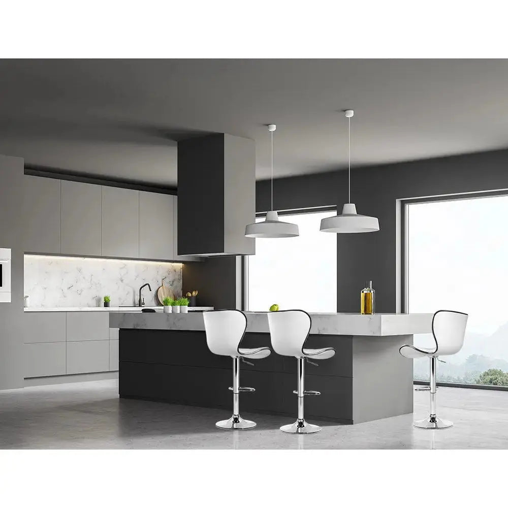 Artiss 4x Bar Stools Gas Lift Leather Seat White