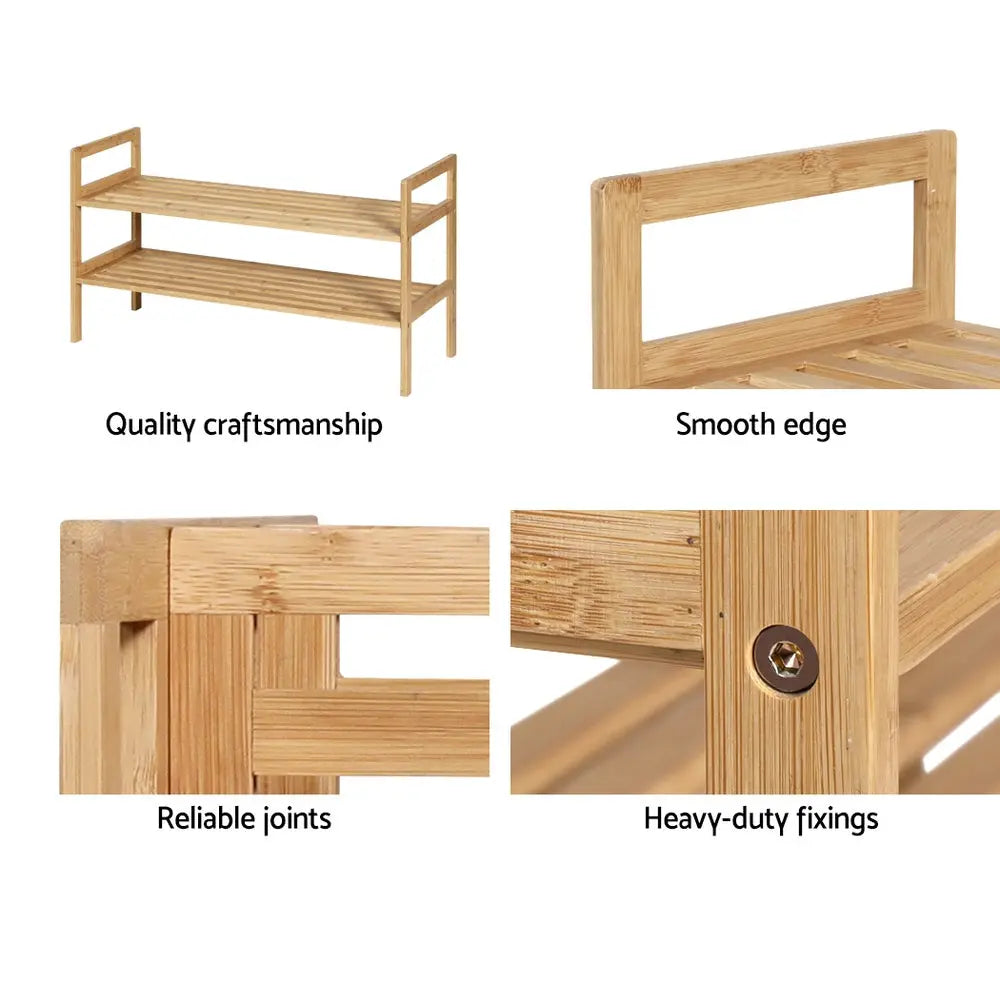 Artiss Shoe Rack Cabinet Bamboo Storage Organiser Pine Wholesale Hub