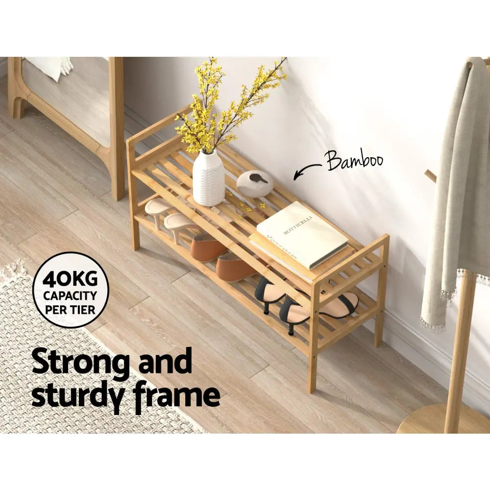 Artiss Shoe Rack Cabinet Bamboo Storage Organiser Pine Wholesale Hub