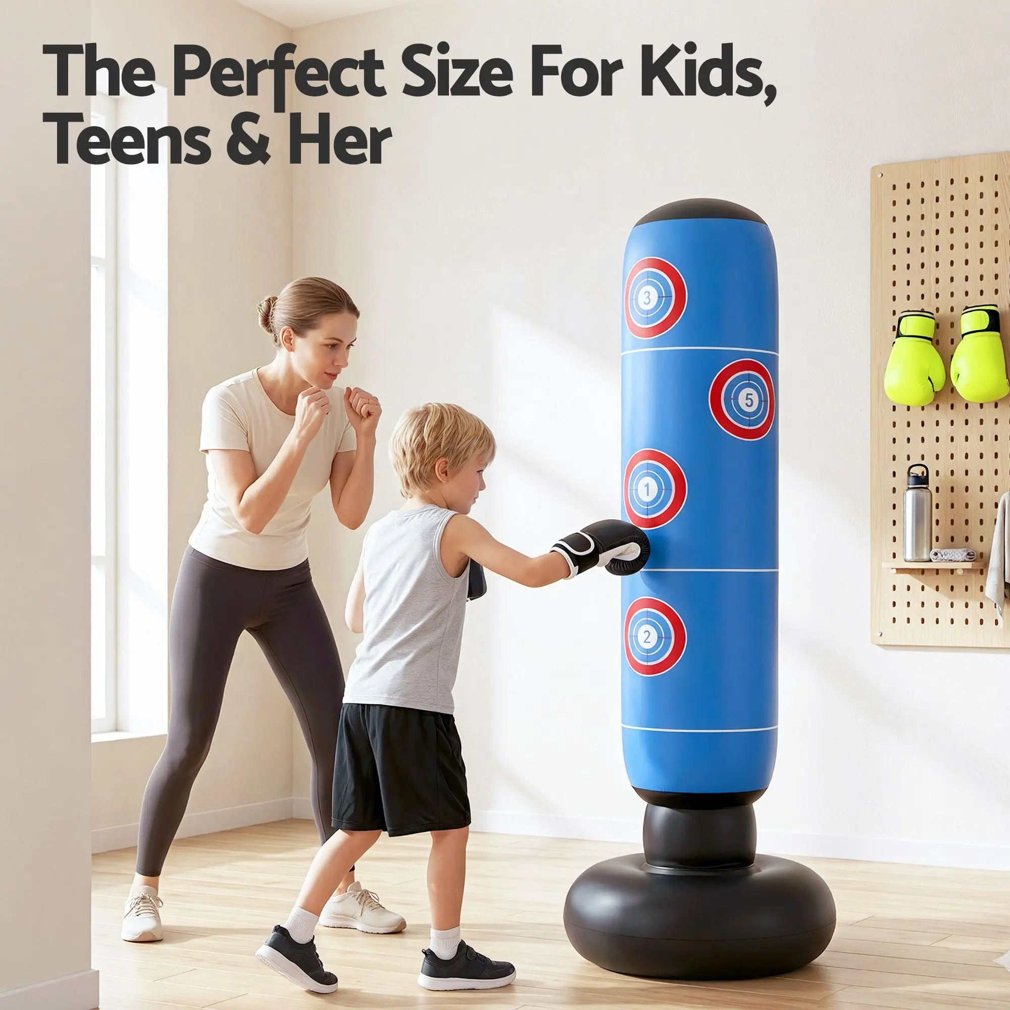 Everfit Freestanding Punching Bag Boxing Stand Inflatable Fitness 164cm Blue Wholesale Hub