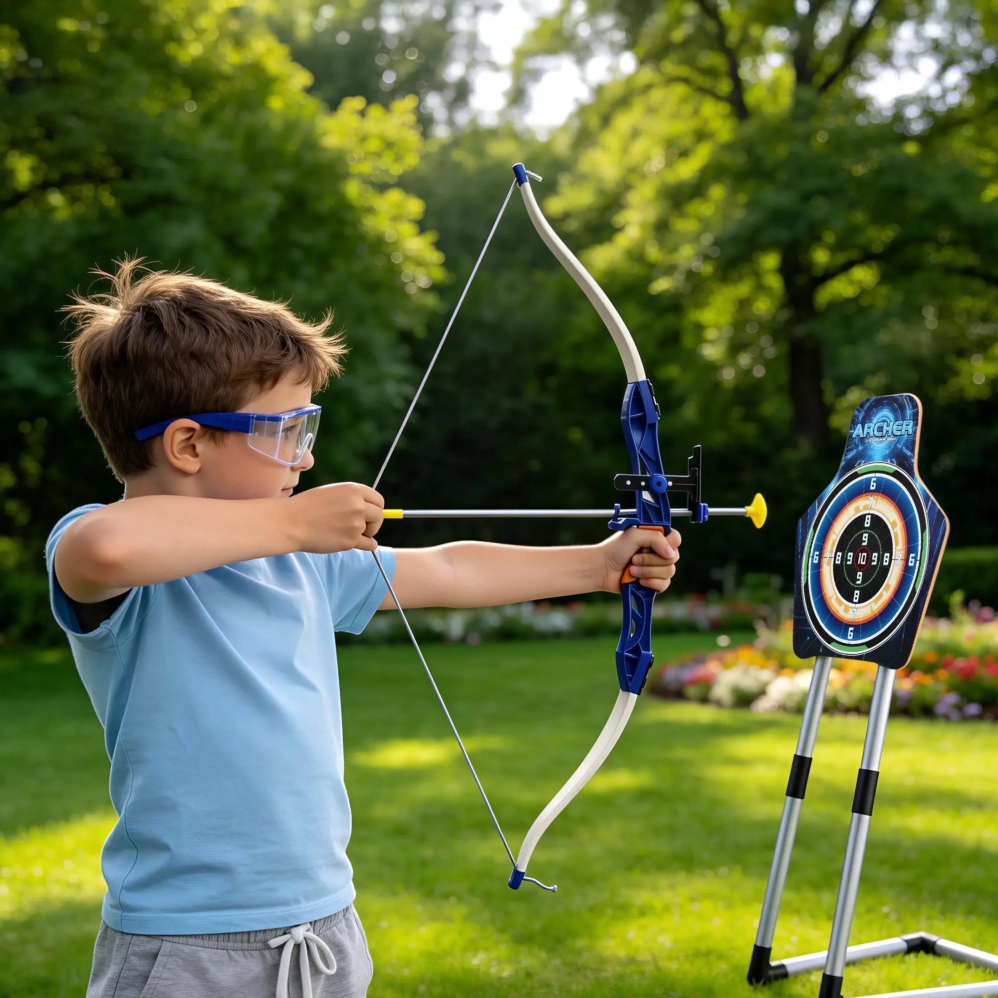 Keezi Kids Bow and Arrow Set Toy Archery Standing Target Suction Cup Arrows Goggles Wholesale Hub