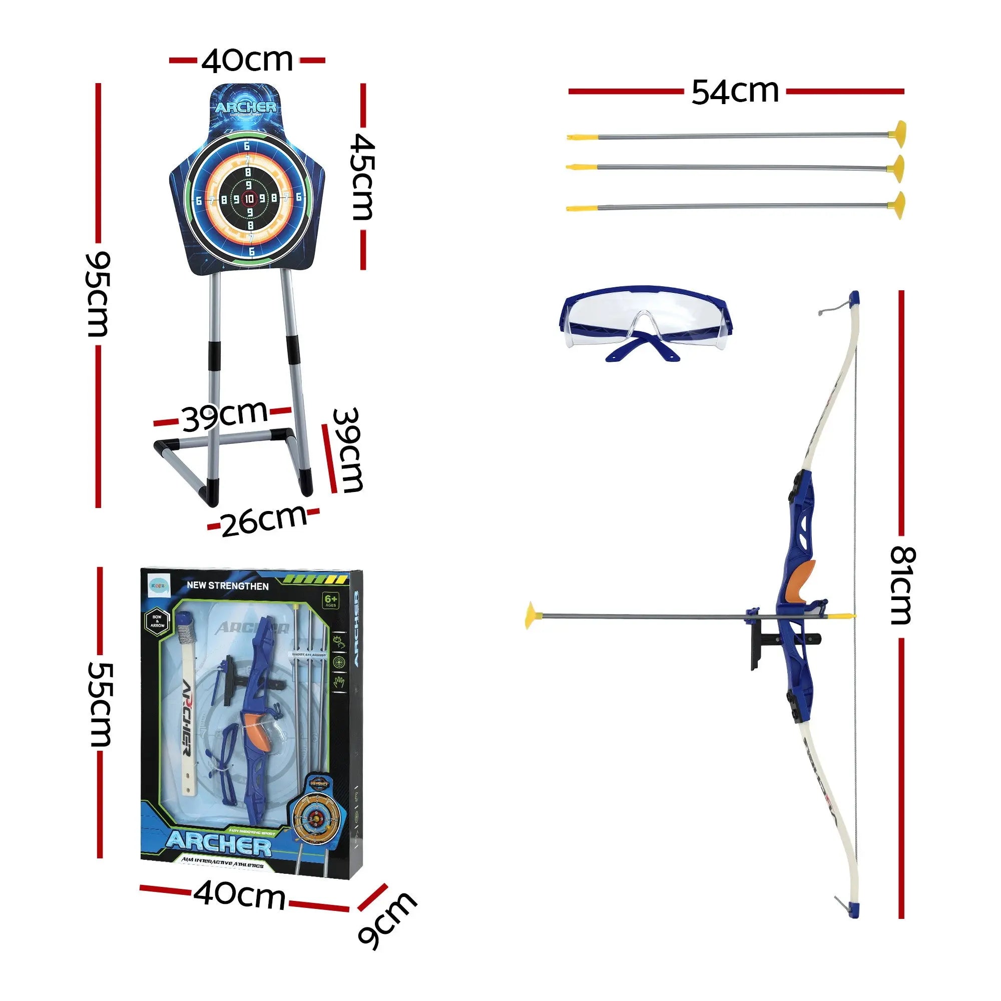 Keezi Kids Bow and Arrow Set Toy Archery Standing Target Suction Cup Arrows Goggles Wholesale Hub