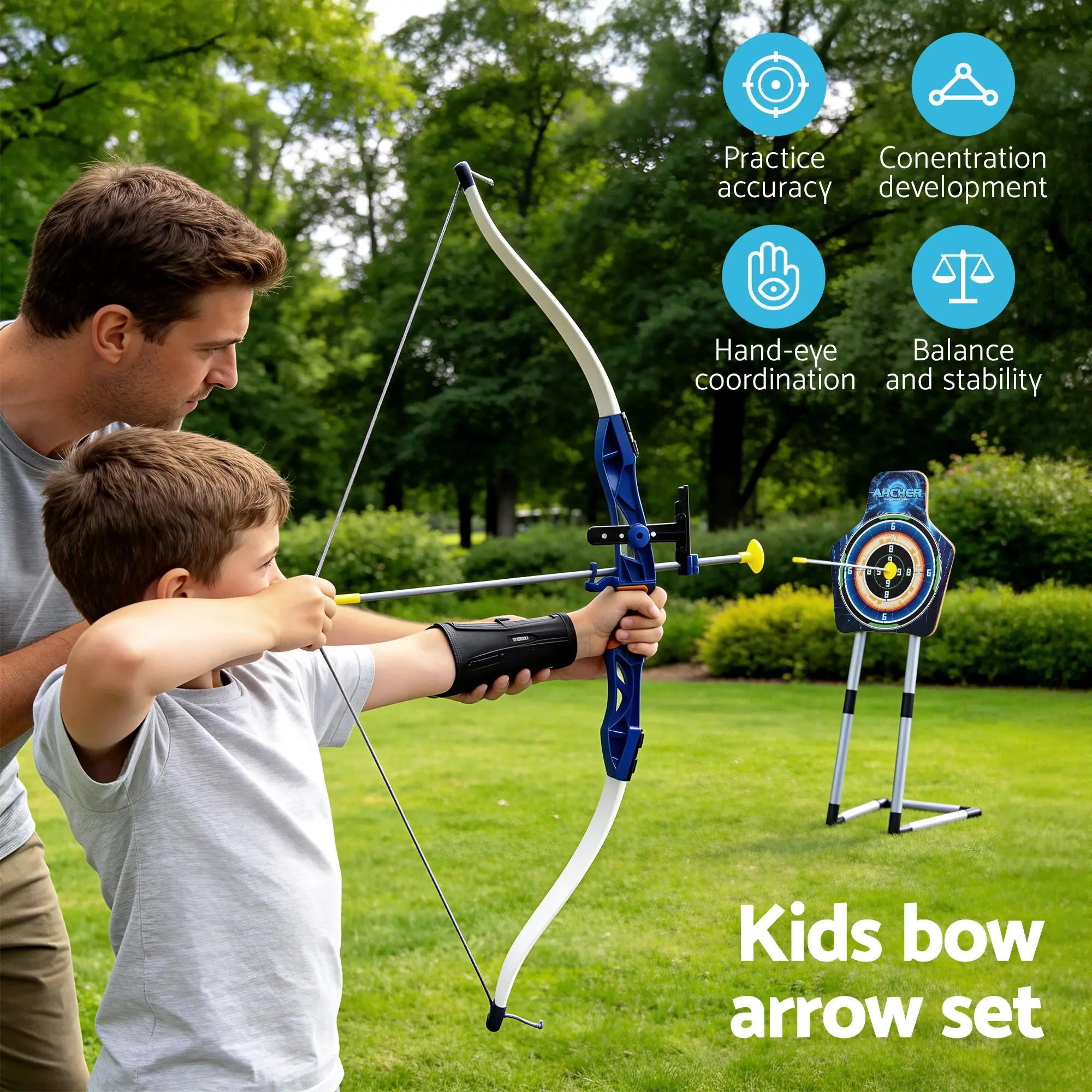 Keezi Kids Bow and Arrow Set Toy Archery Standing Target Suction Cup Arrows Goggles Wholesale Hub
