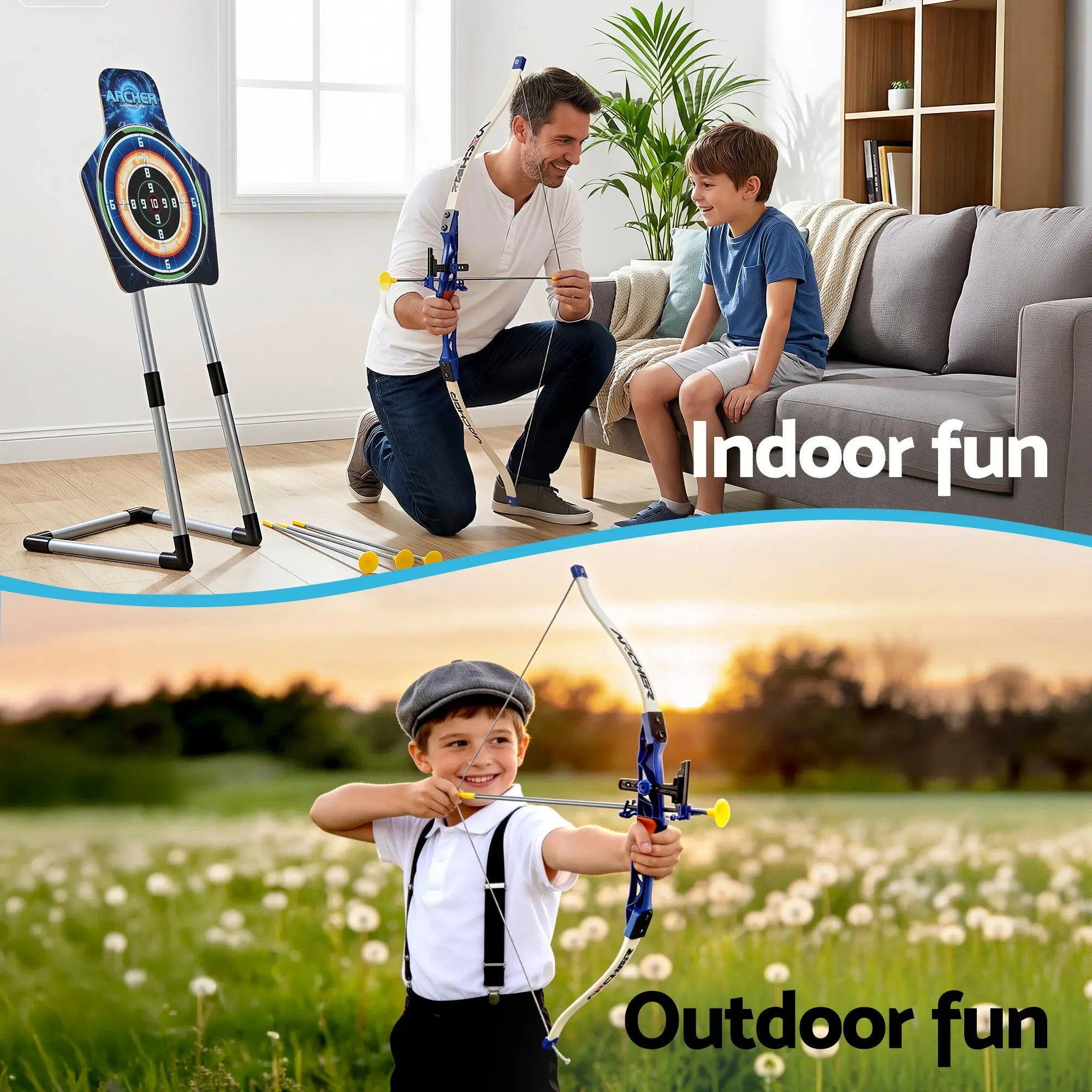 Keezi Kids Bow and Arrow Set Toy Archery Standing Target Suction Cup Arrows Goggles Wholesale Hub