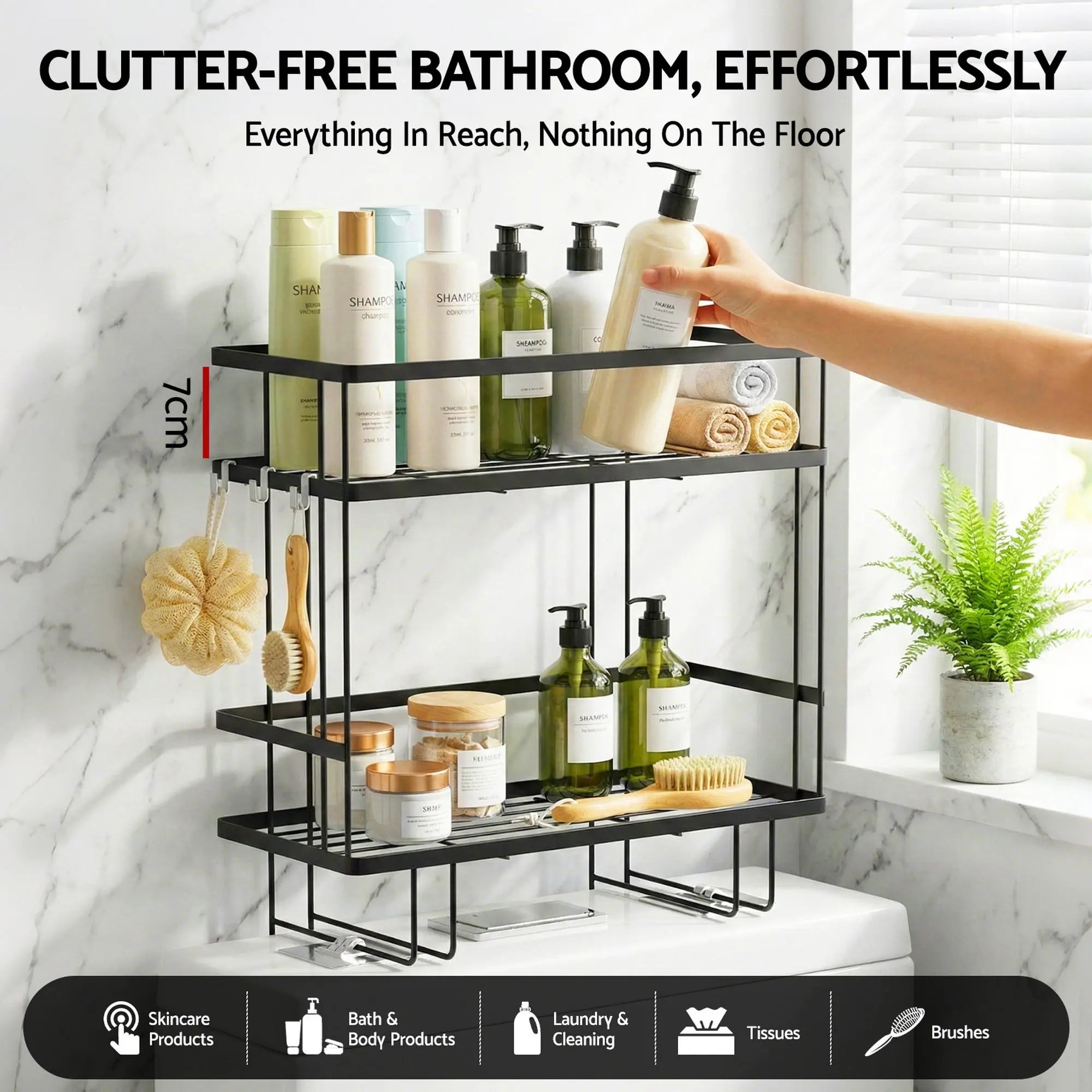 Artiss Over Toilet Storage Rack Bathroom Shelf Organizer 2 Tier Wholesale Hub