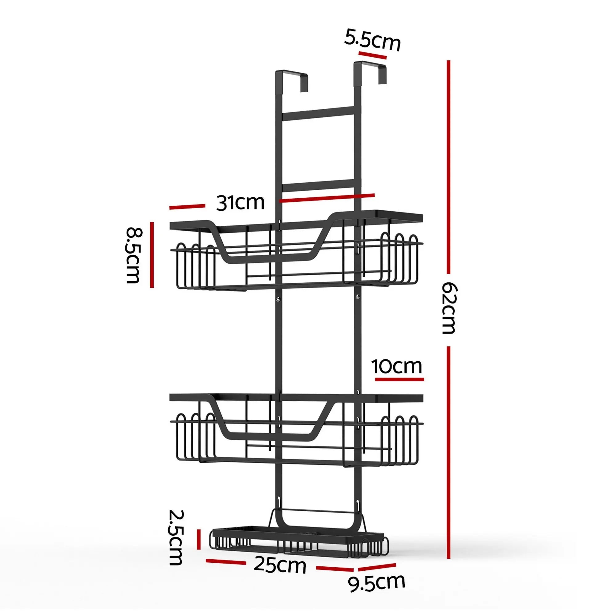 Artiss 3 Tier Over The Door Shower Caddy Hanging Bathroom Storage Organizer Wholesale Hub