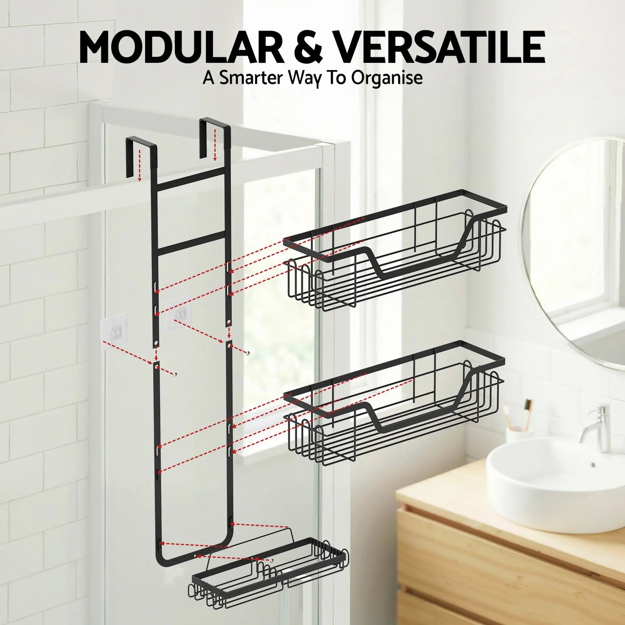 Artiss 3 Tier Over The Door Shower Caddy Hanging Bathroom Storage Organizer Wholesale Hub