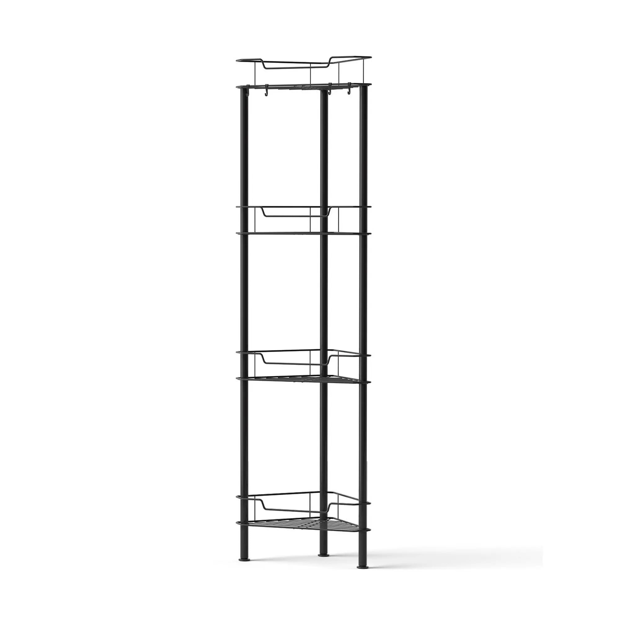 Artiss 4 Tier Floor Standing Corner Shower Caddy Bathroom Organizer Black Wholesale Hub