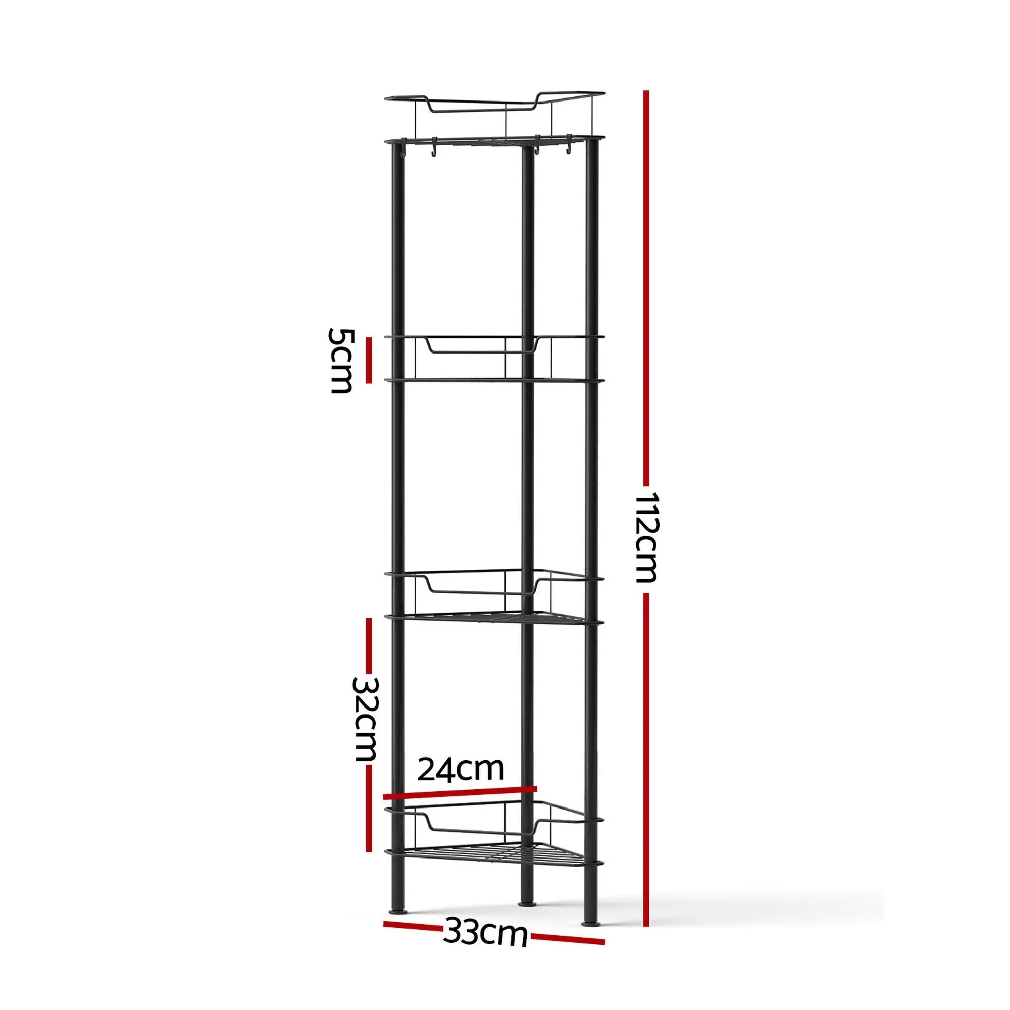 Artiss 4 Tier Floor Standing Corner Shower Caddy Bathroom Organizer Black Wholesale Hub