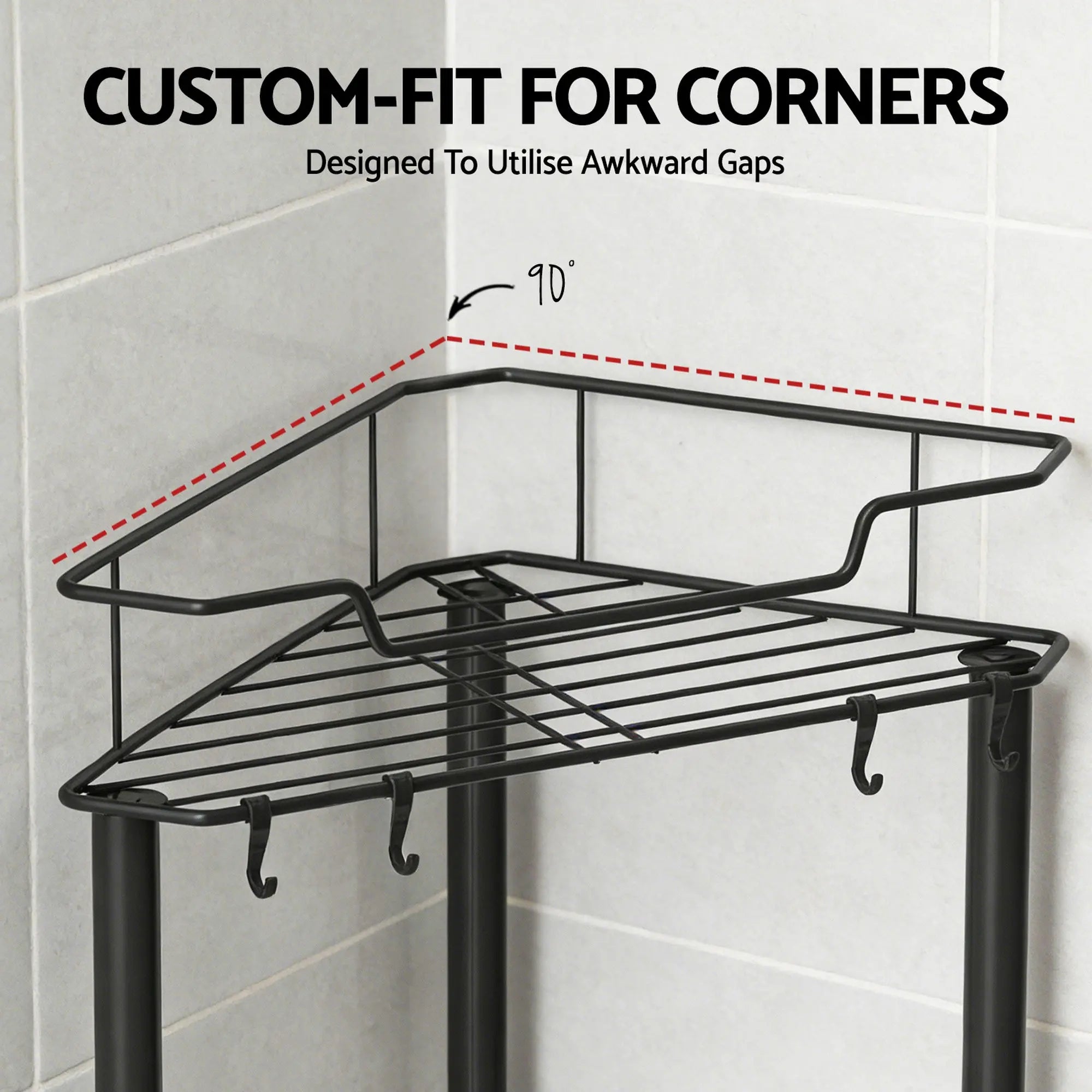 Artiss 4 Tier Floor Standing Corner Shower Caddy Bathroom Organizer Black Wholesale Hub