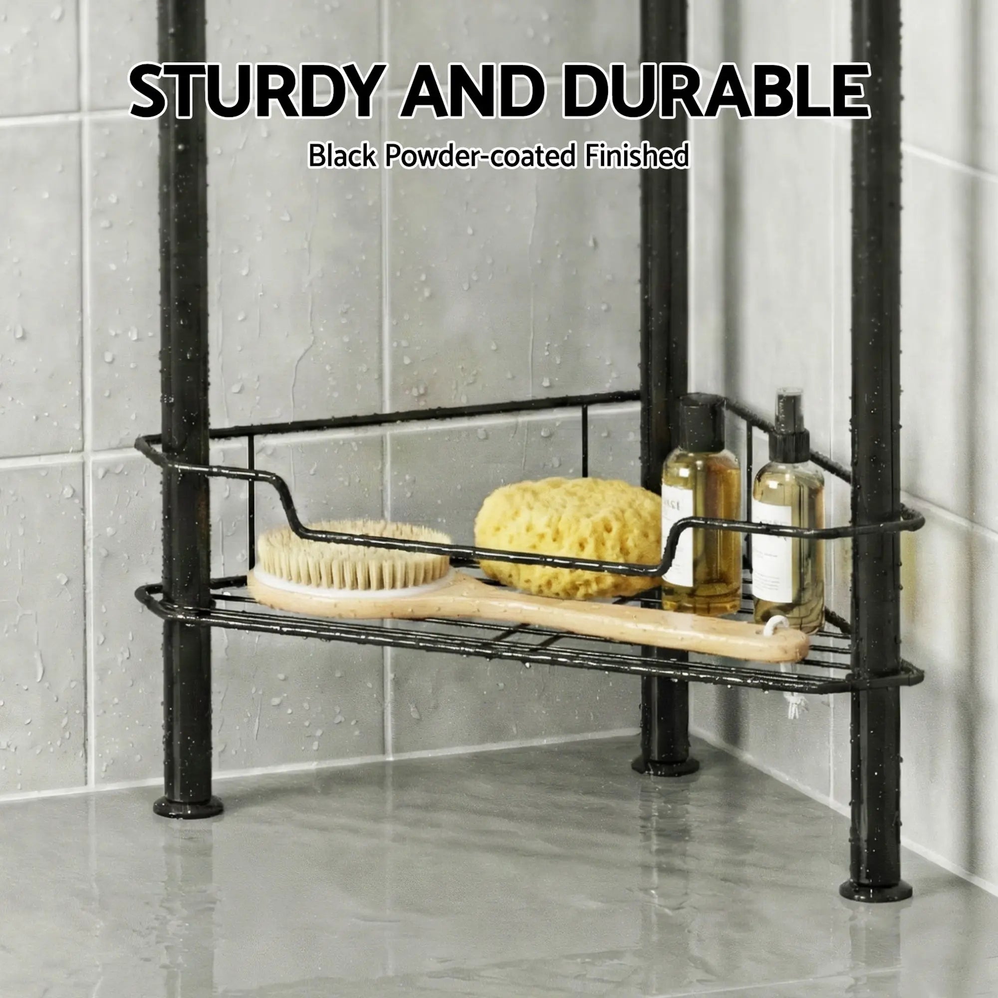 Artiss 4 Tier Floor Standing Corner Shower Caddy Bathroom Organizer Black Wholesale Hub