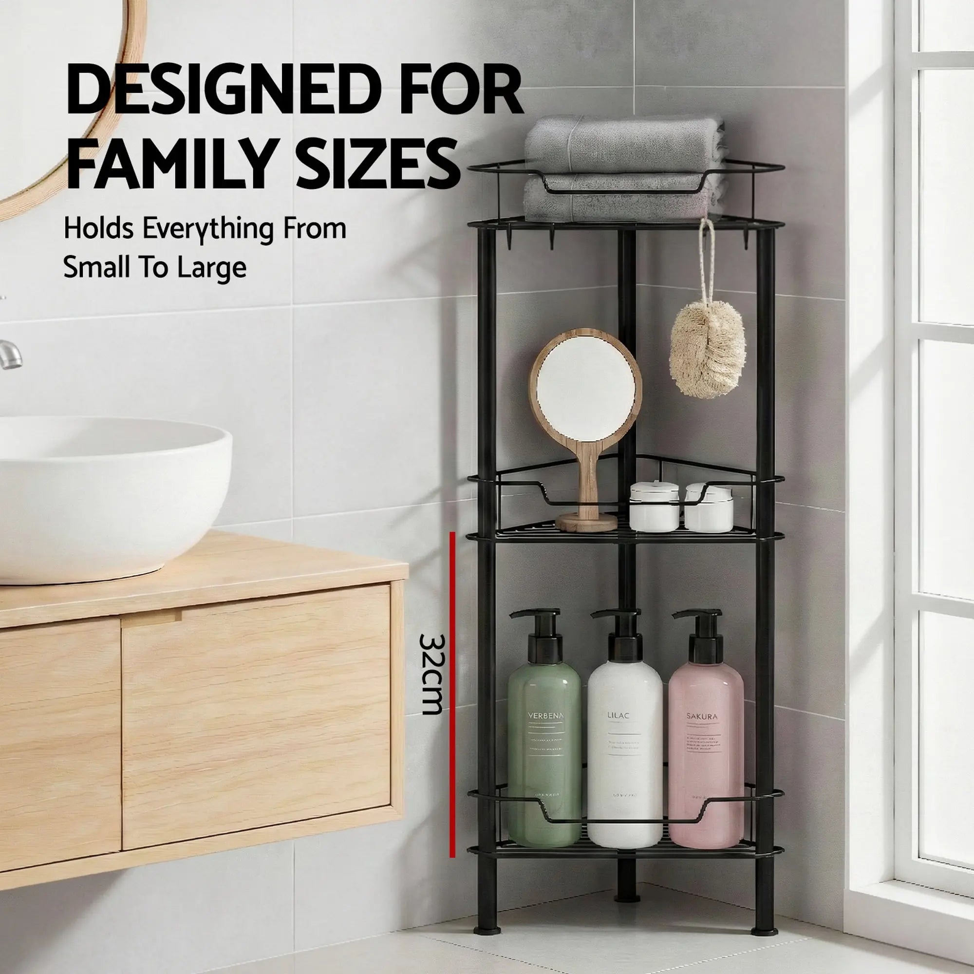 Artiss 4 Tier Floor Standing Corner Shower Caddy Bathroom Organizer Black Wholesale Hub