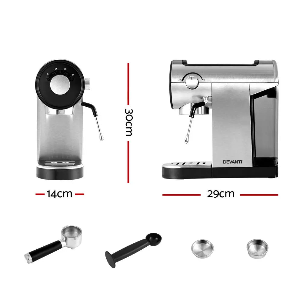 Devanti 20 Bar Coffee Machine Espresso Cafe Maker Wholesale Hub