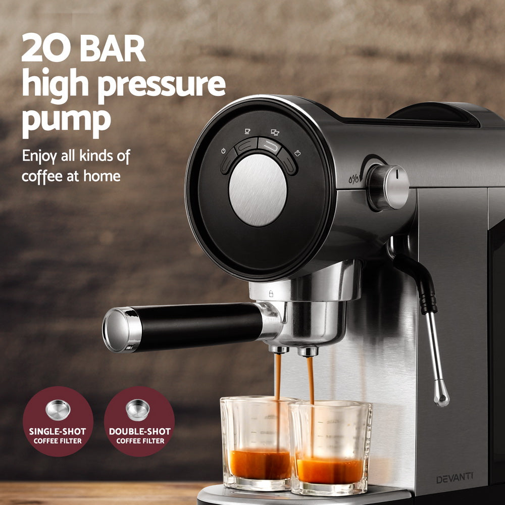 Devanti 20 Bar Coffee Machine Espresso Cafe Maker Wholesale Hub