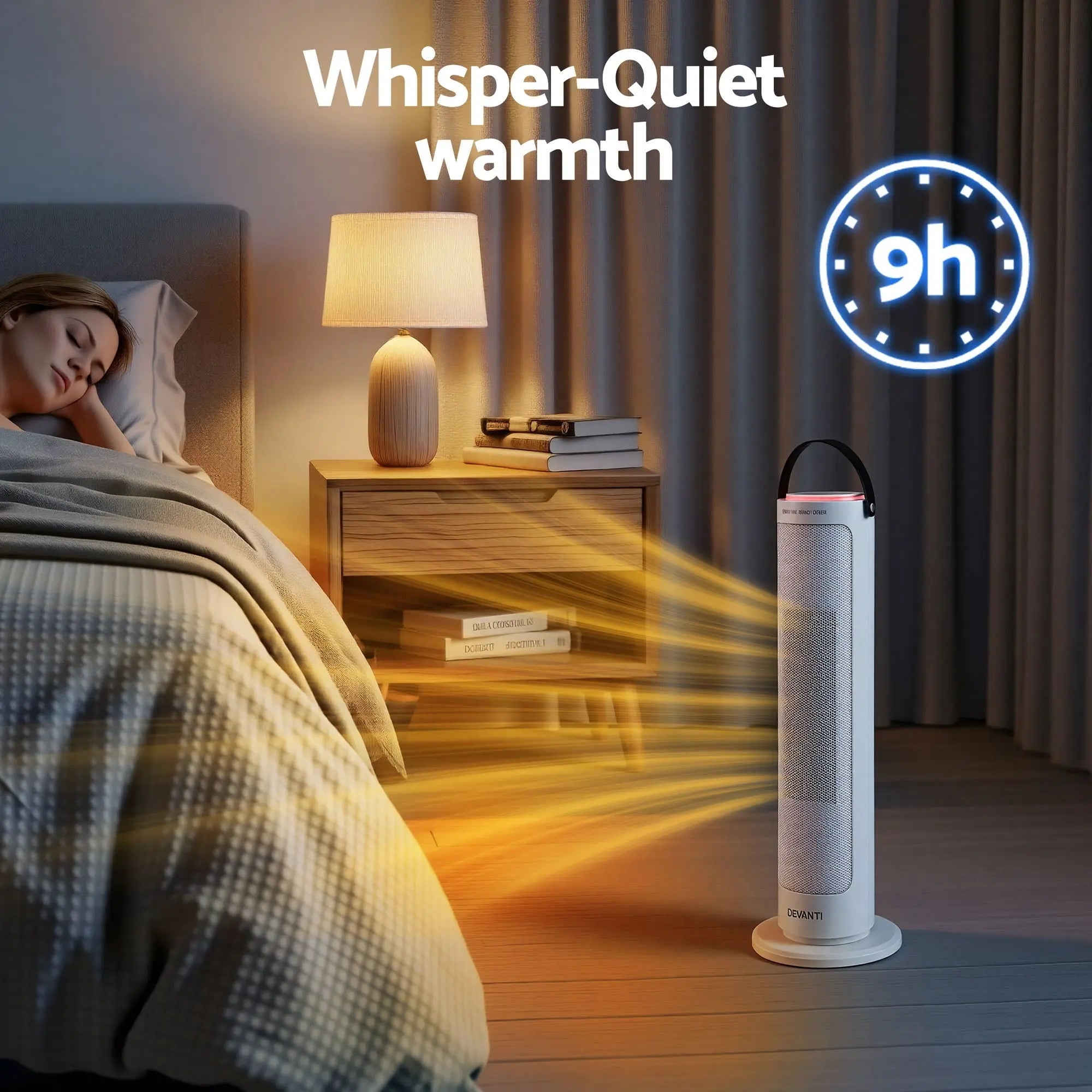 Devanti 2000W Ceramic Tower Heater Space Heaters Oscillating Indoor White Wholesale Hub