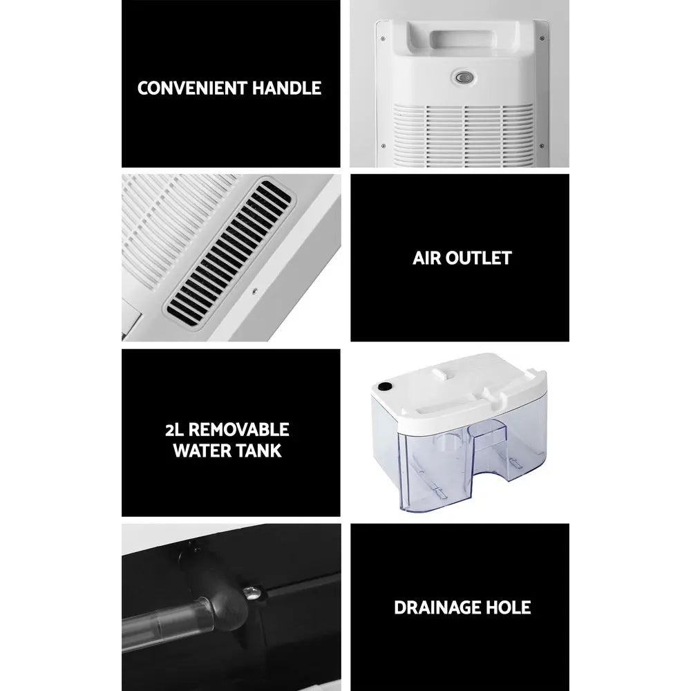 Devanti Dehumidifier 2L Air Purifier White Wholesale Hub