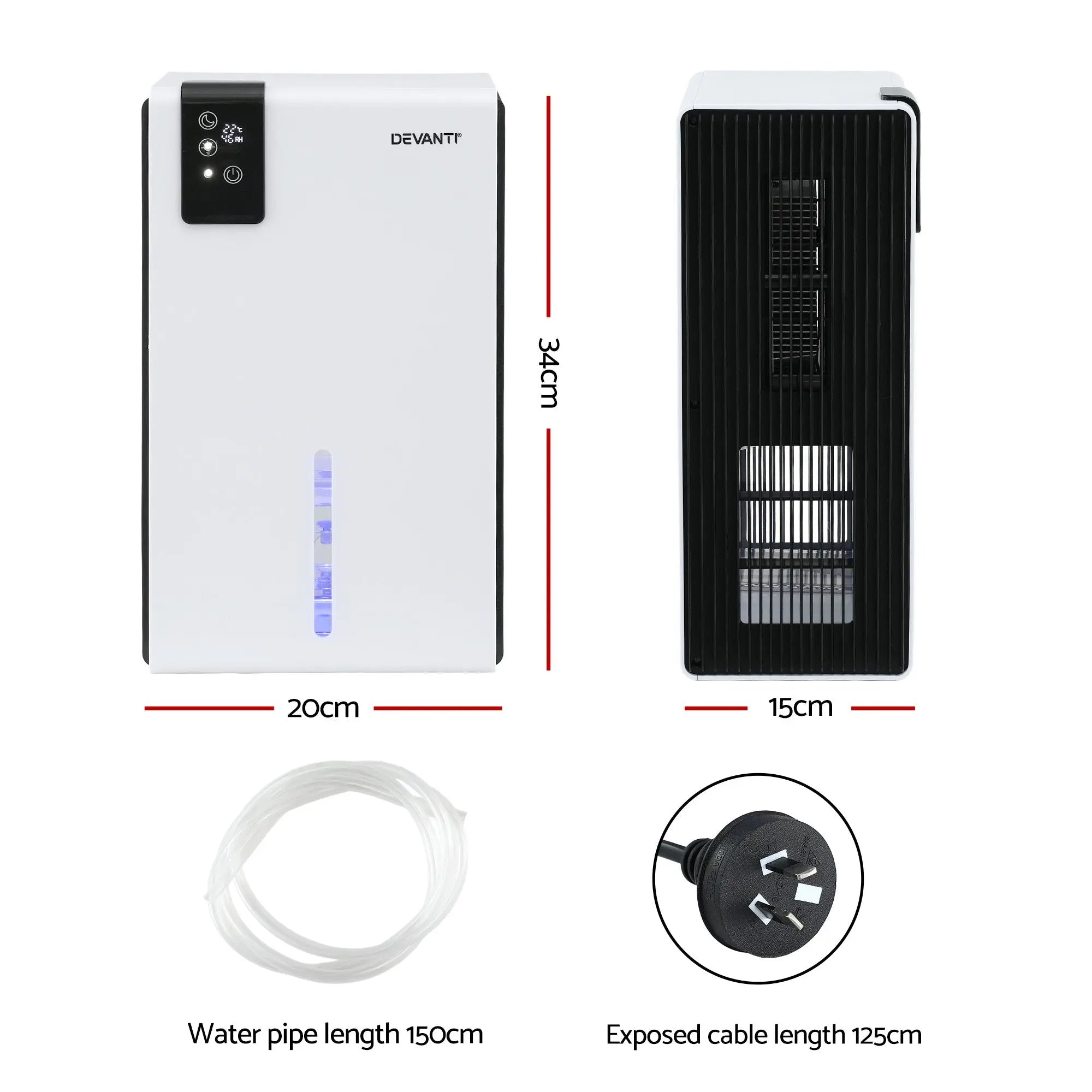 DEVANTI 2000ml Portable Dehumidifier Moisture Absorber Home Bedroom Quiet Remote Wholesale Hub