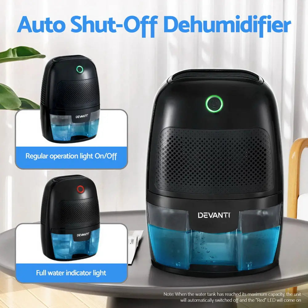 Devanti Dehumidifier 600ML Air Purifier Black Wholesale Hub
