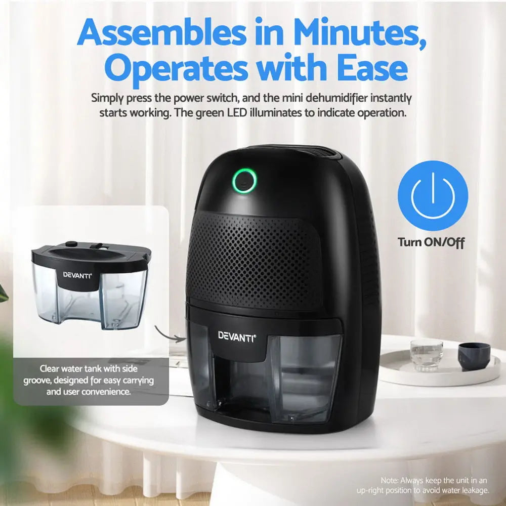 Devanti Dehumidifier 600ML Air Purifier Black Wholesale Hub