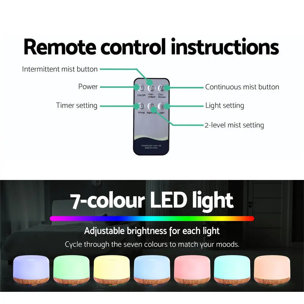Devanti Aroma Diffuser Aromatherapy Humidifier 500ml Wholesale Hub