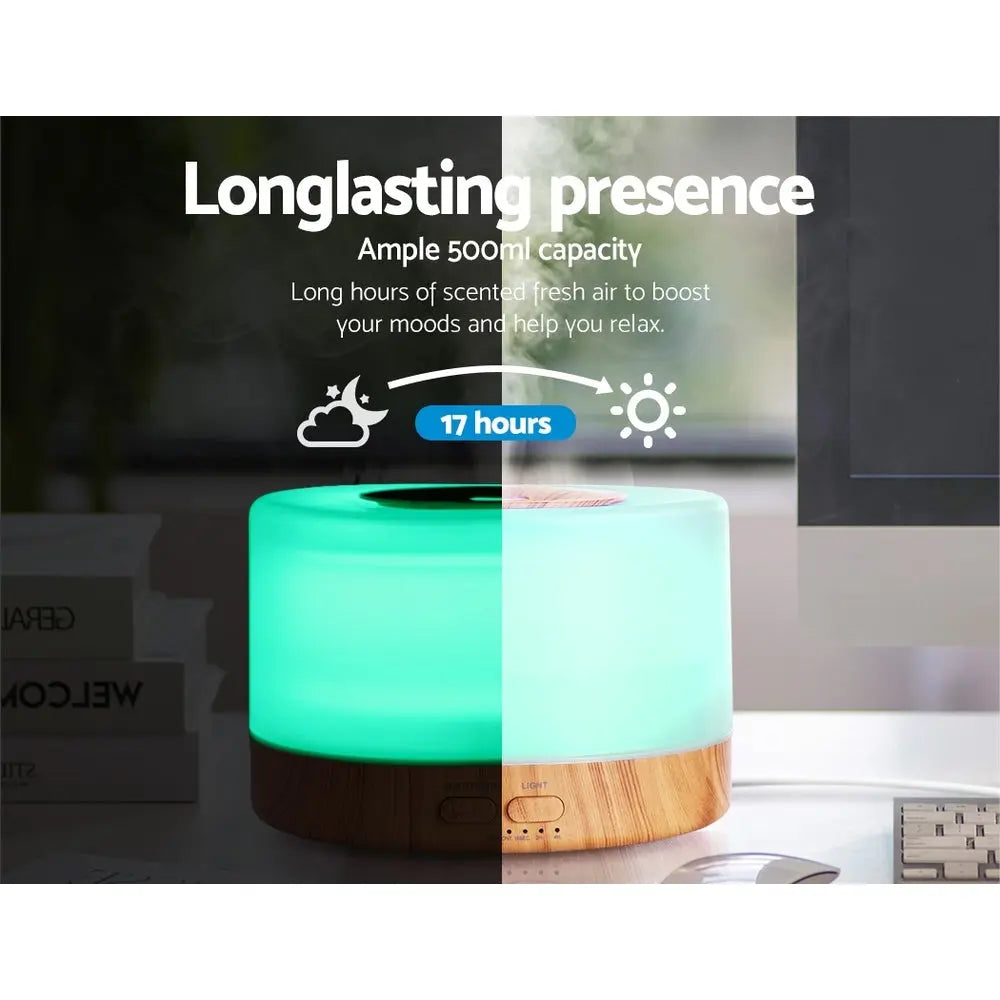 Devanti Aroma Diffuser Aromatherapy Light Wood 500ml Wholesale Hub