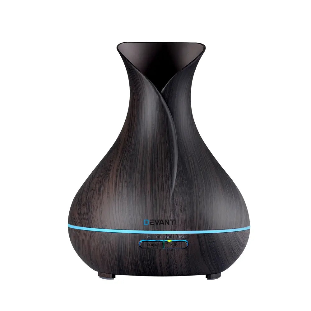 Devanti Aroma Diffuser Aromatherapy Dark Wood 400ml Wholesale Hub